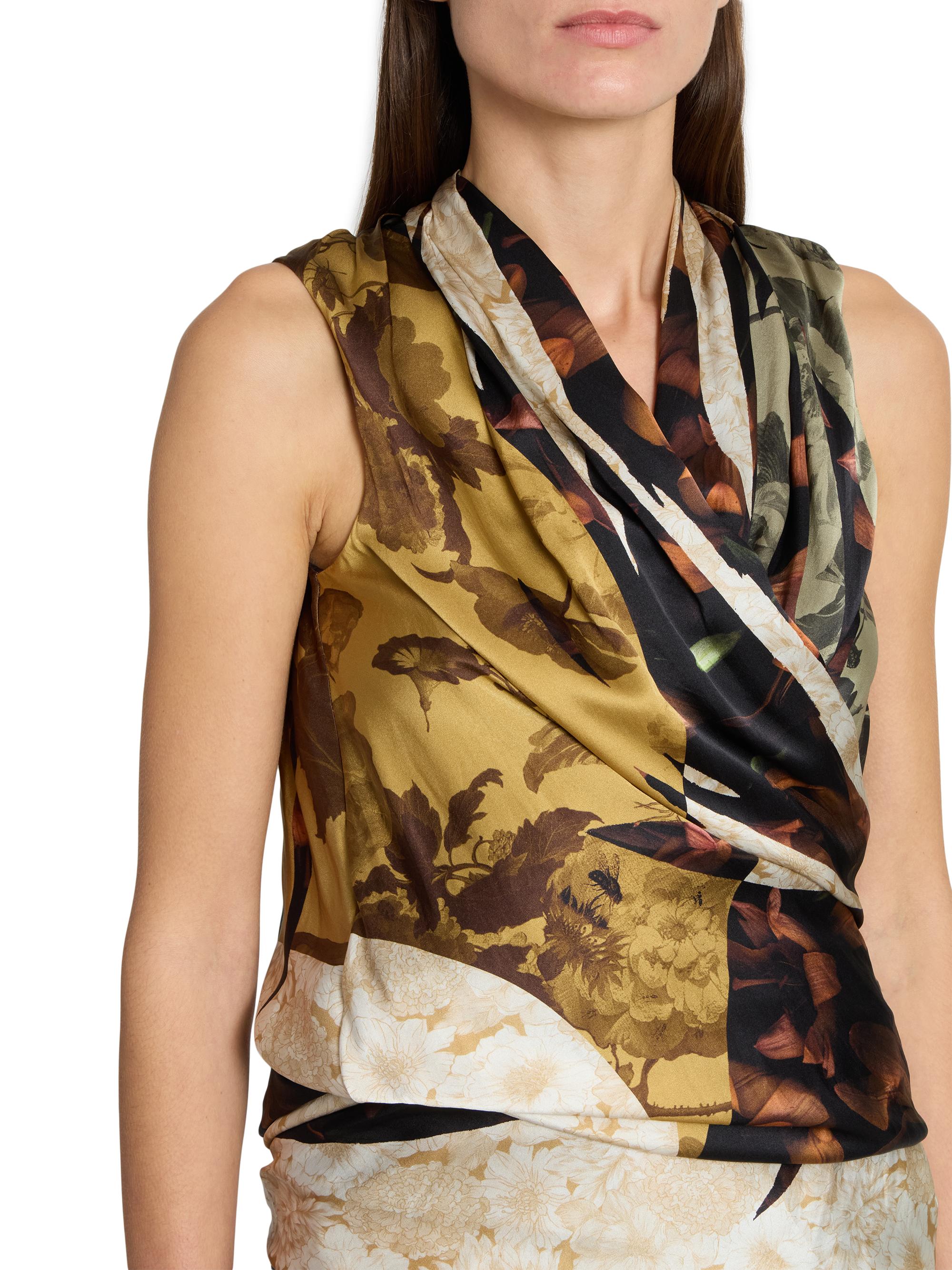 Maison Margiela Floral Draped Silk Top | Saks Fifth Avenue
