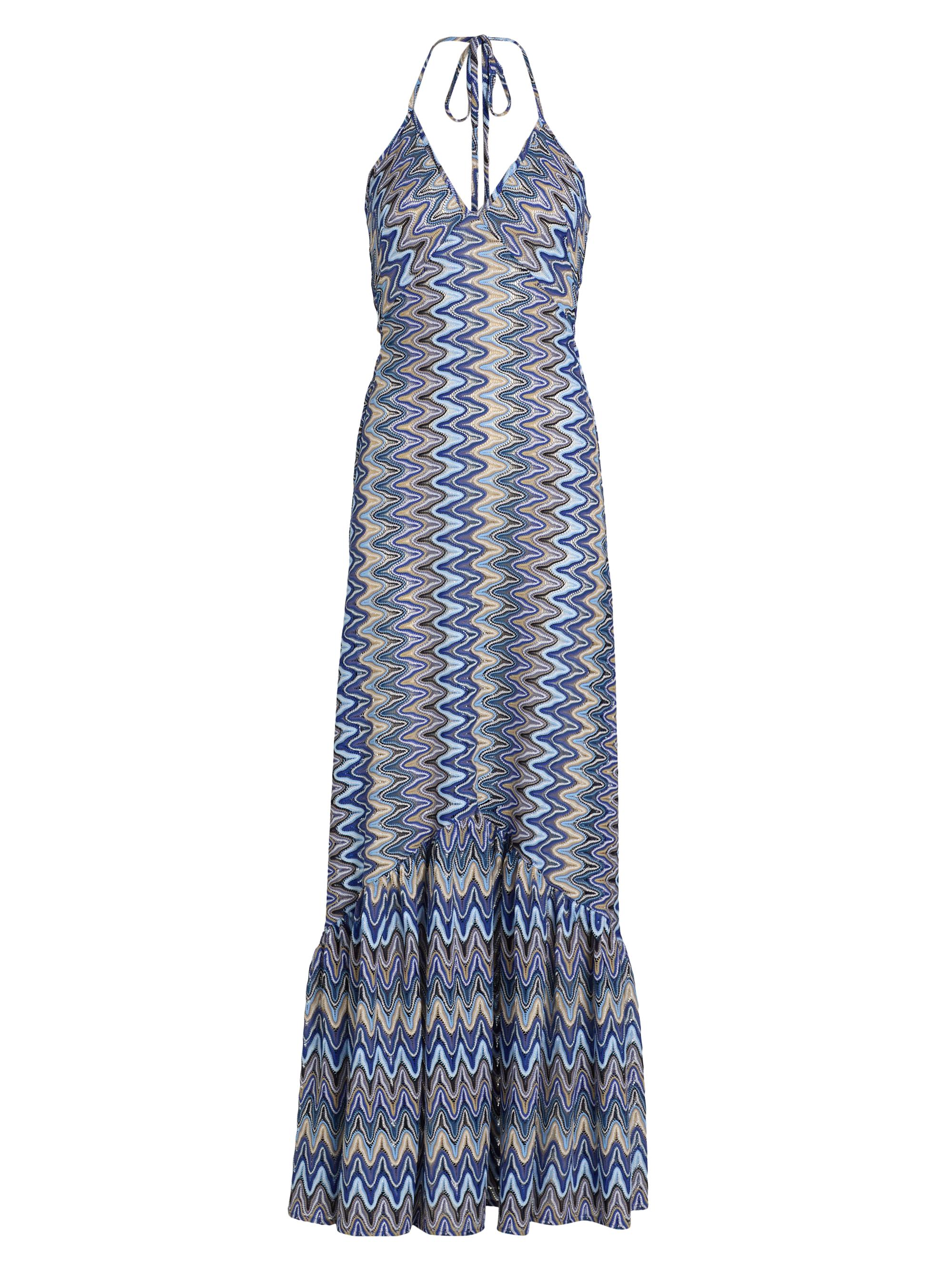 Ramy Brook Women's Delilah Chevron Halterneck Maxi Dress - Ocean Zigzag