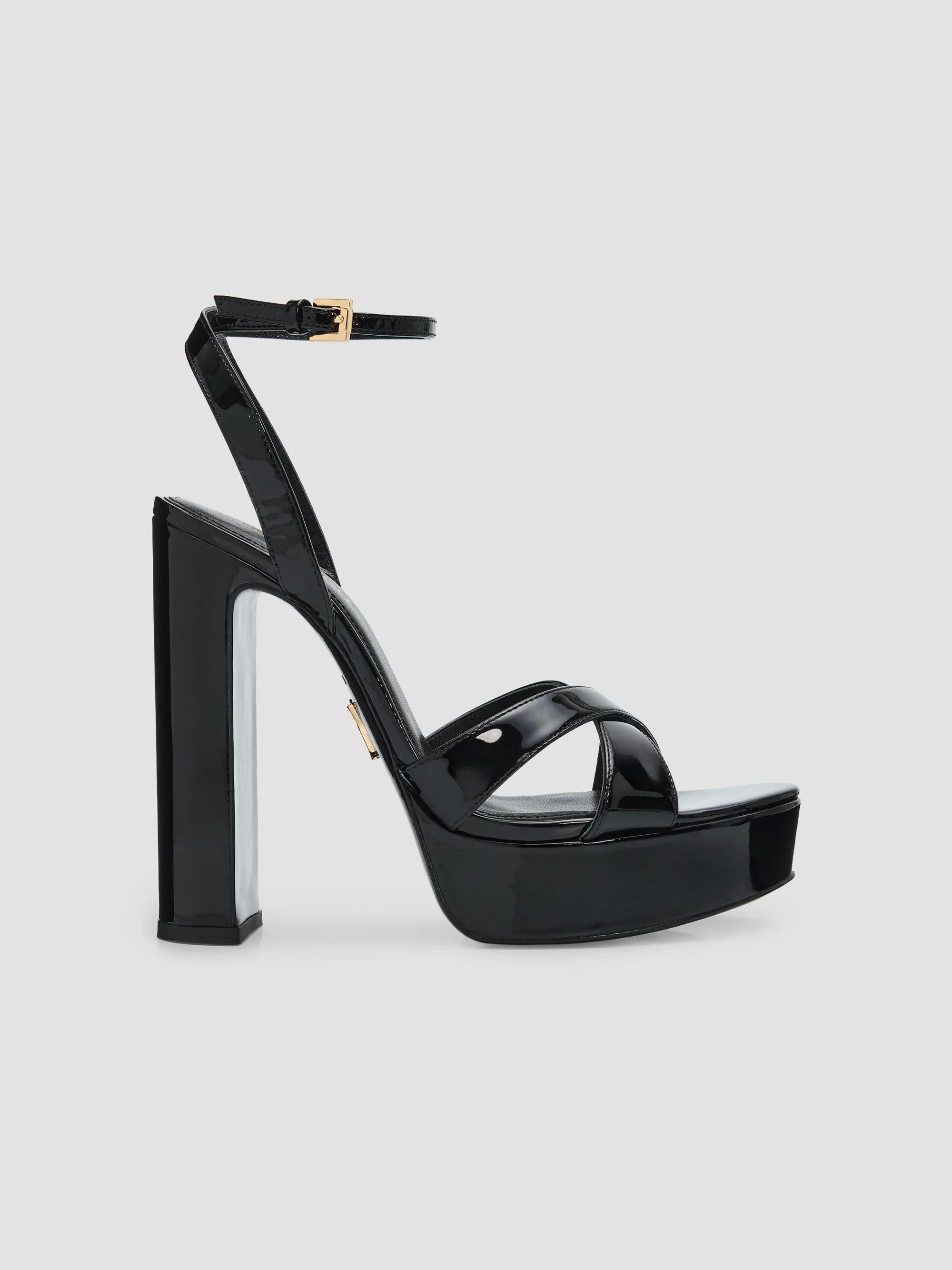 Women's Melodia 130MM Leather Platform Sandals - Black - Size 5.5