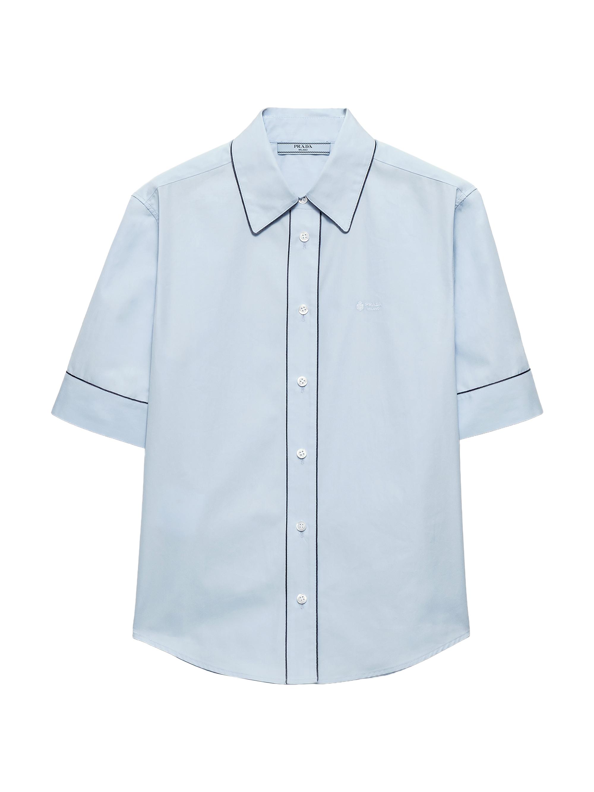 Prada Women's Short-Sleeved Poplin Shirt - Blue