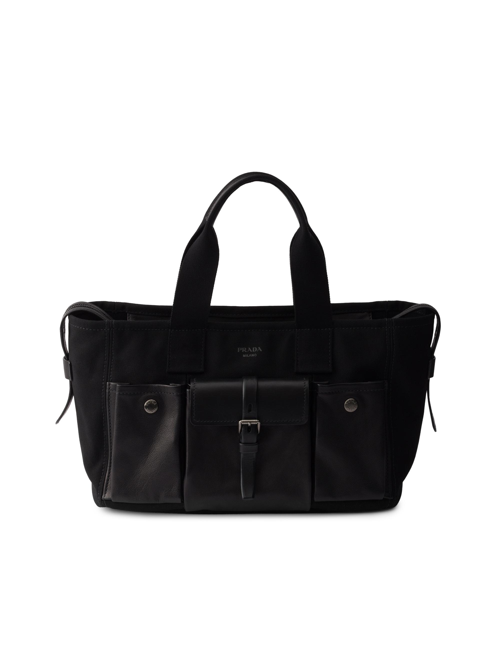 Prada Women's Route  Canvas and Leather Tote Bag - Black