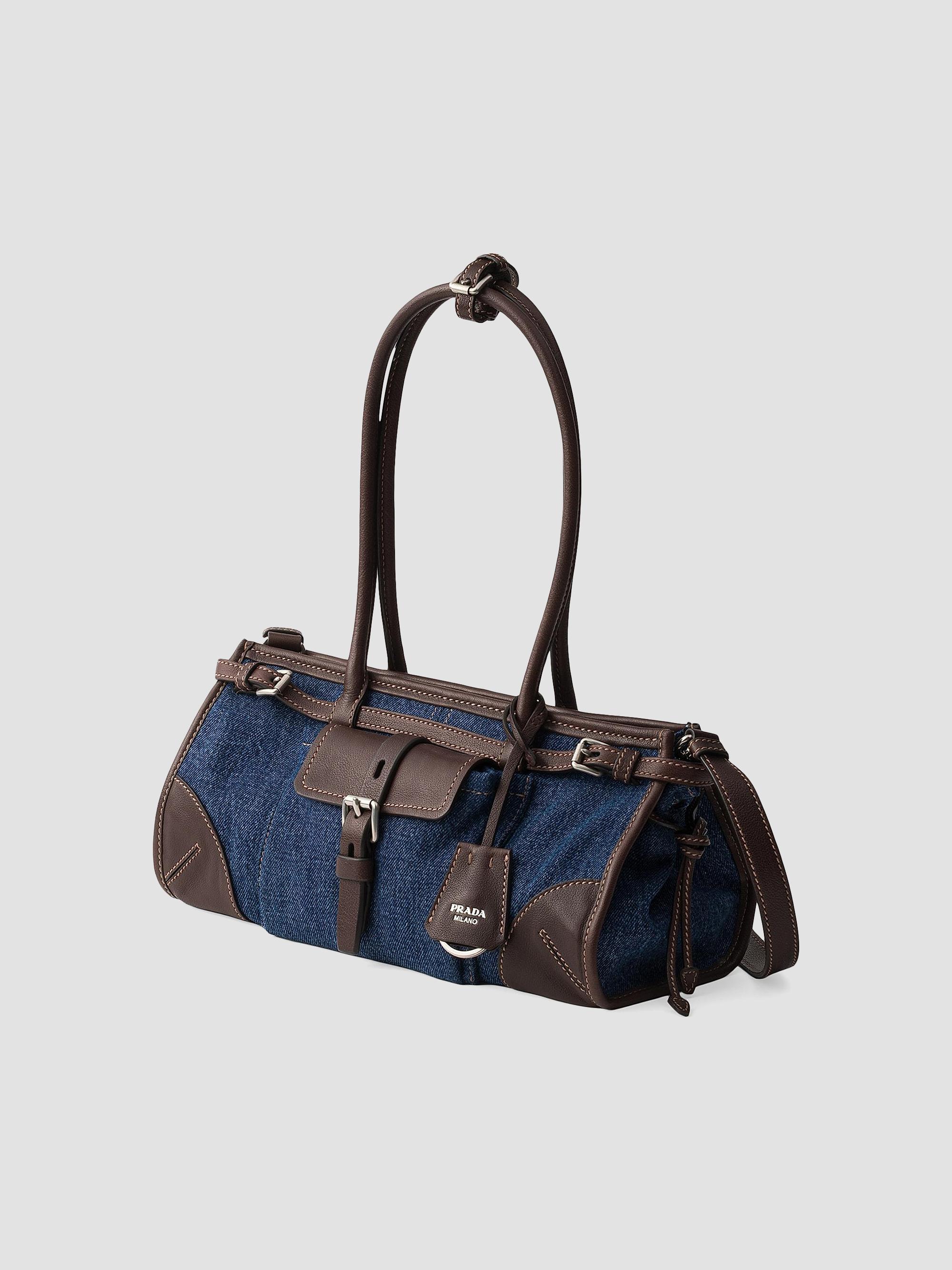Prada Bonnie Medium Denim and Leather Top Handle Bag | Saks Fifth