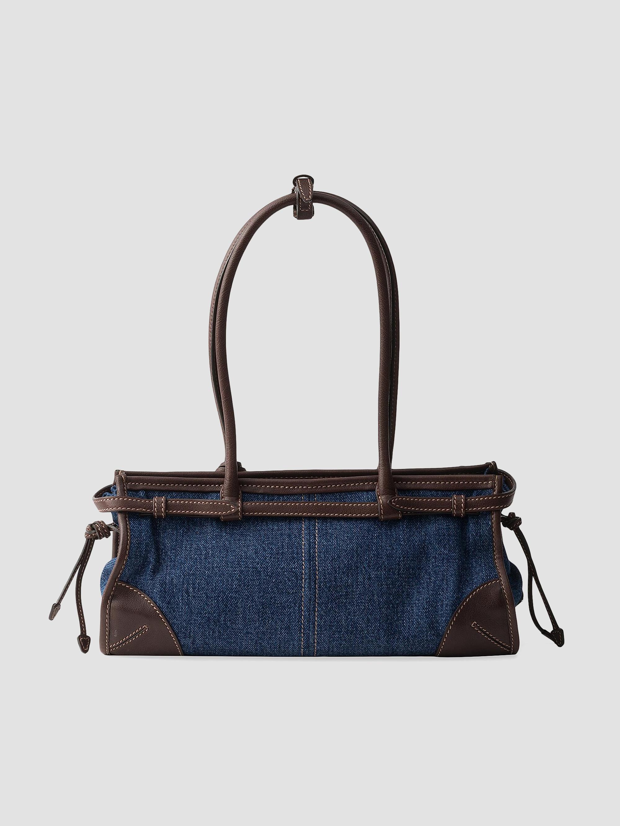 Prada Bonnie Medium Denim and Leather Top Handle Bag | Saks Fifth