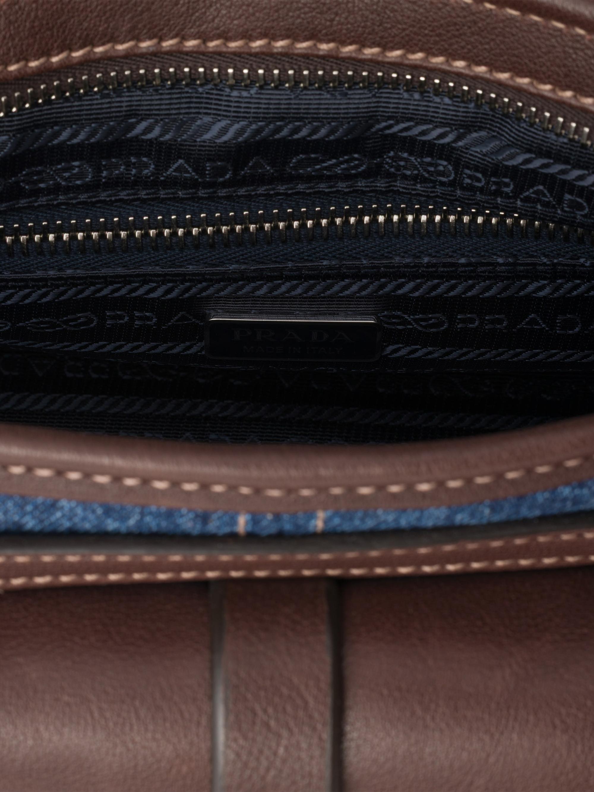 Prada Bonnie Medium Denim and Leather Top Handle Bag | Saks Fifth