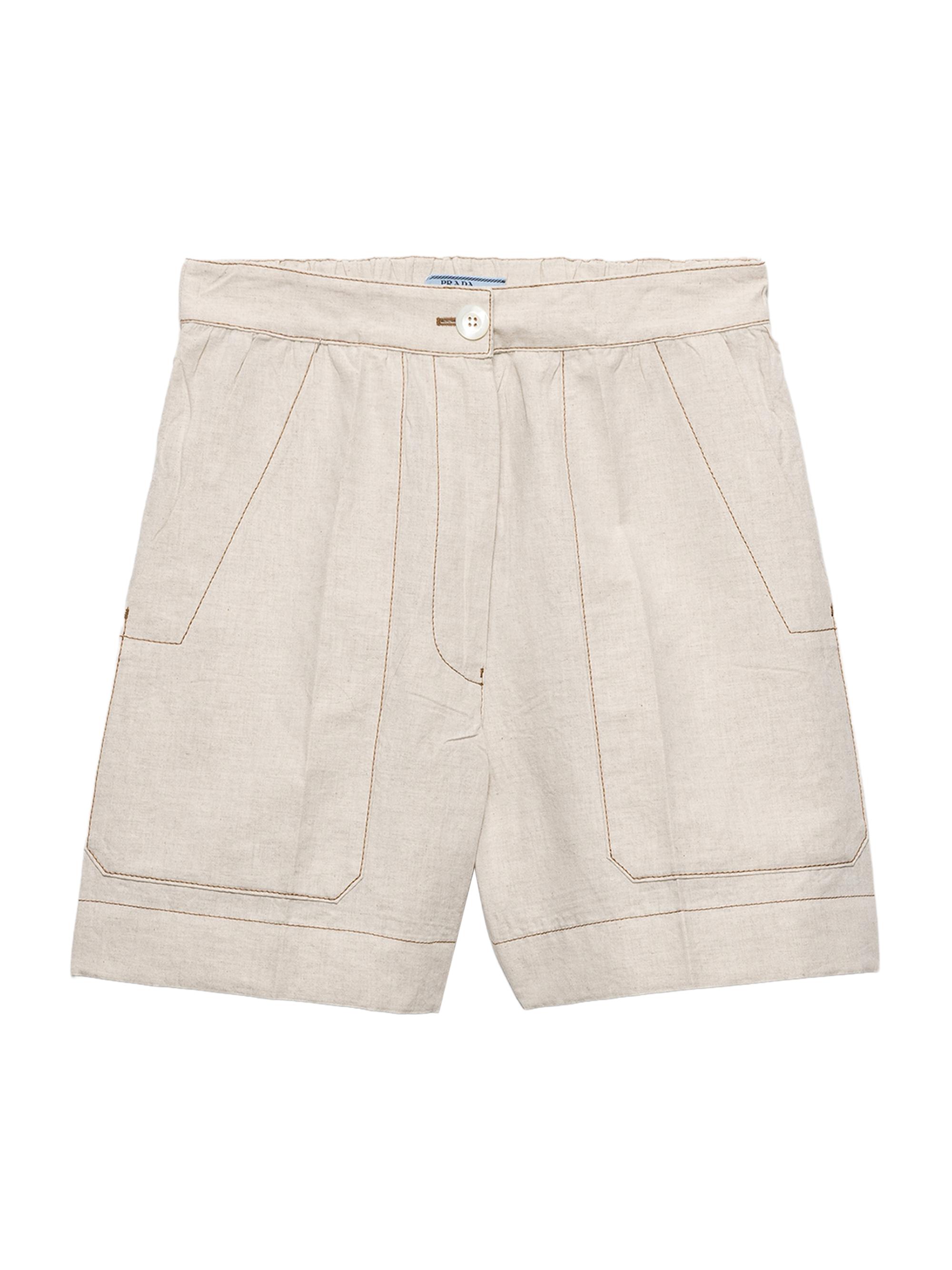 Prada Women's Chambray Shorts - Beige Khaki