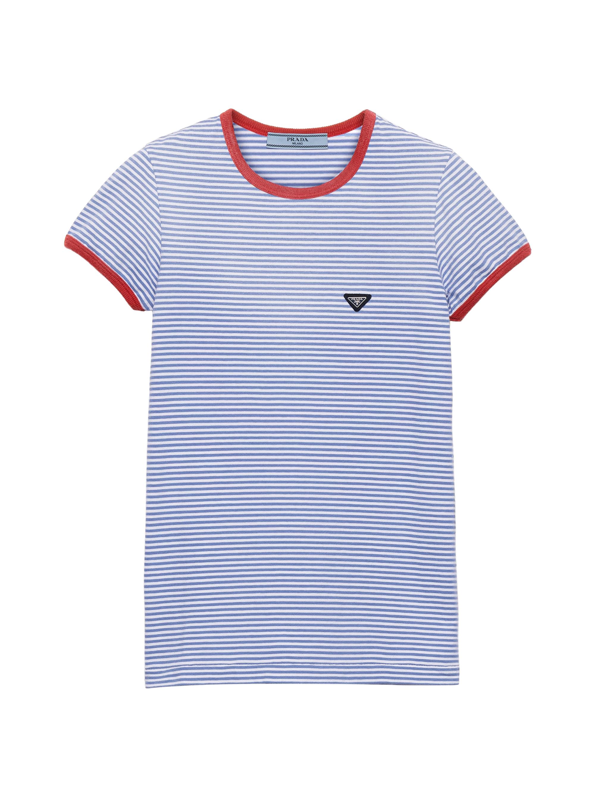 Prada Women's Striped Jersey T-Shirt - Blue