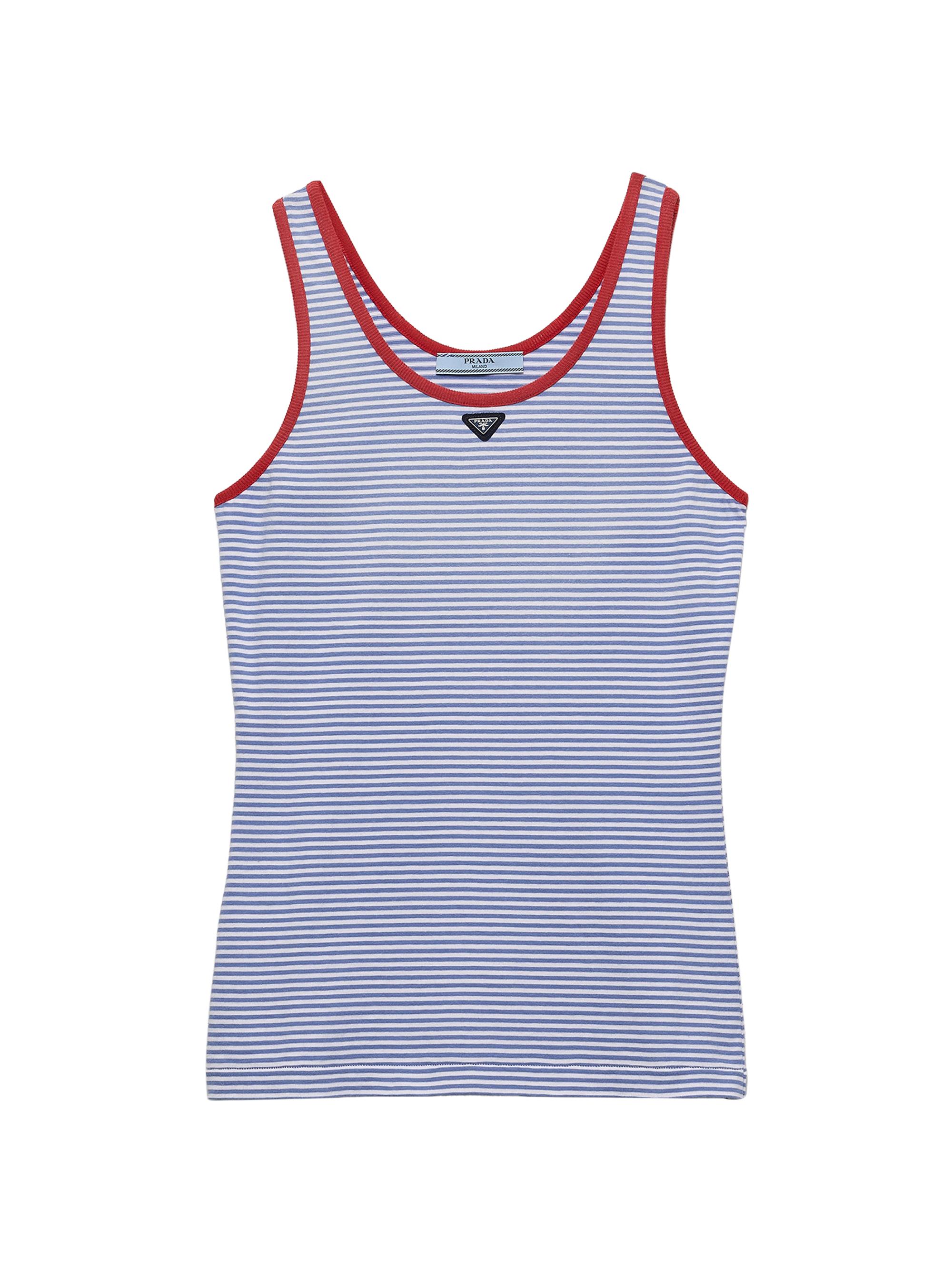 Prada Women's Striped Cotton Jersey Tank Top - Blue