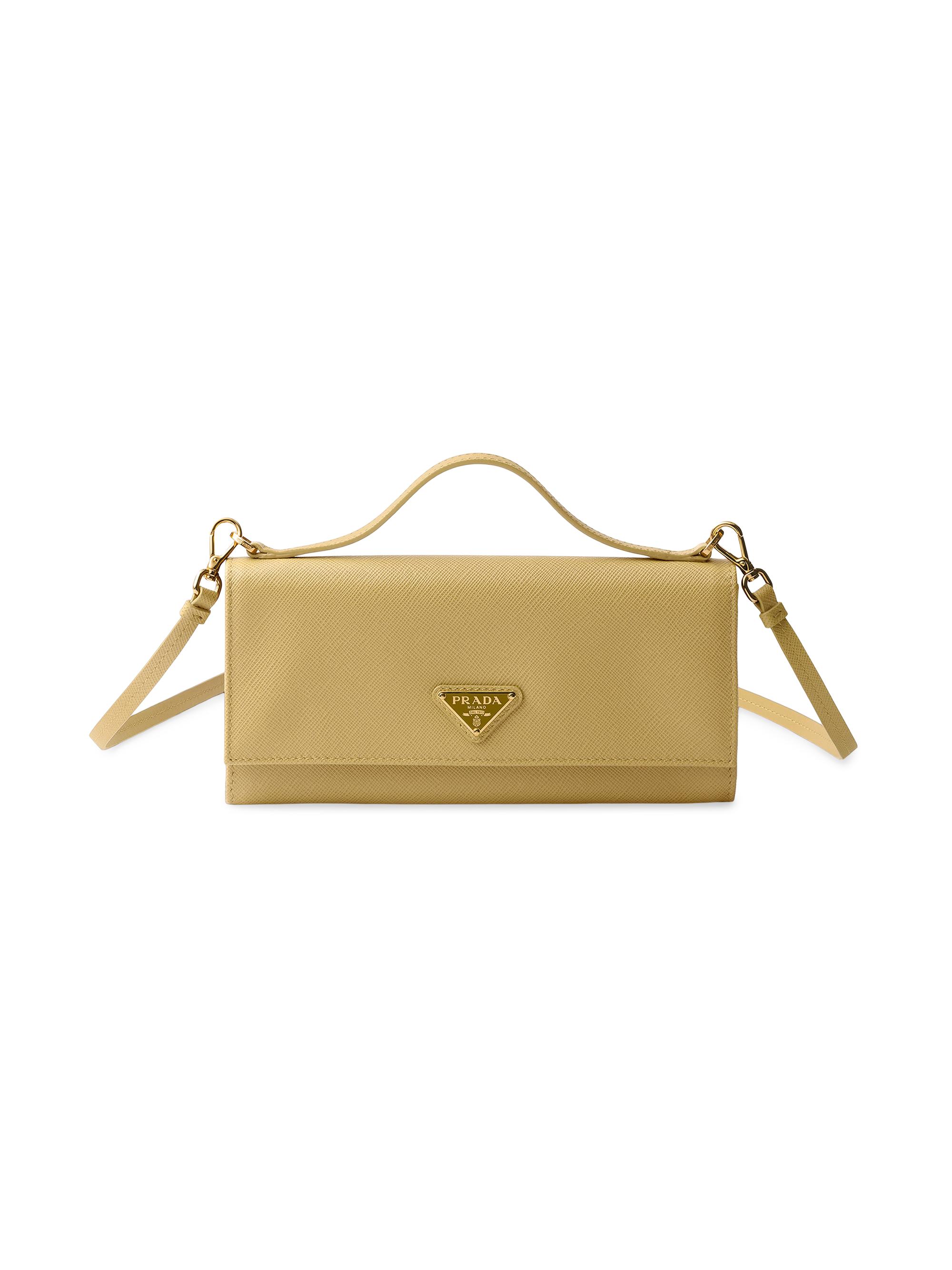 Prada Women's Saffiano Leather Wallet with Shoulder Strap - Yellow | Thumbnail 6