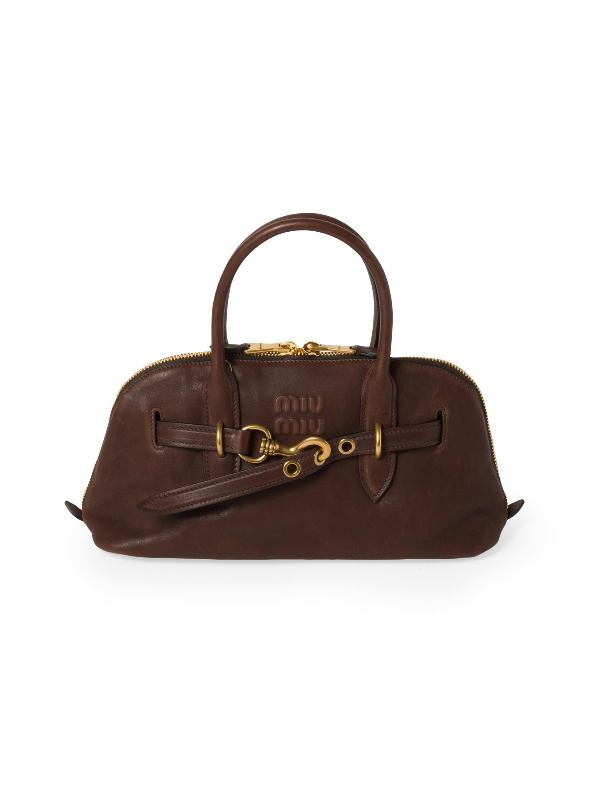 Miu Miu Women's Aventure Nappa Leather Top Handle Bag - Dark Brown