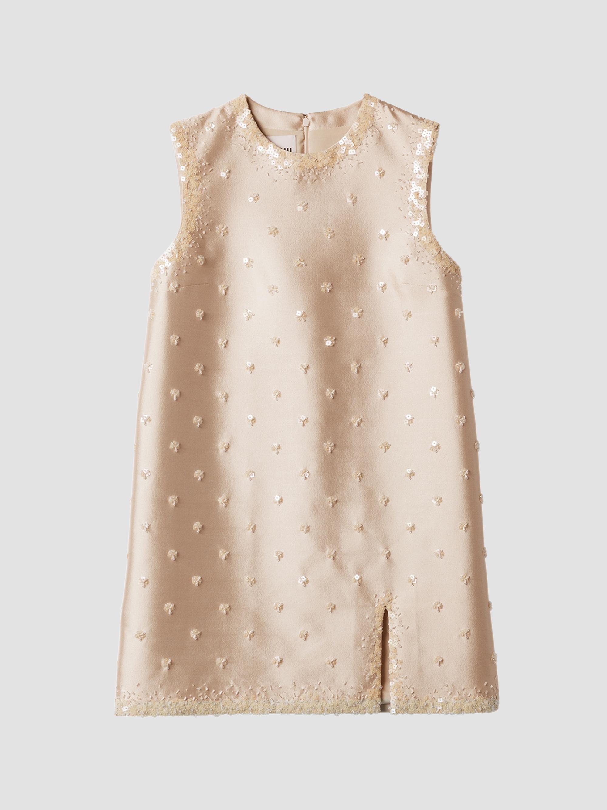 miu miu panama cotton dress Miu Miu Panama Cotton Dress In Limestone