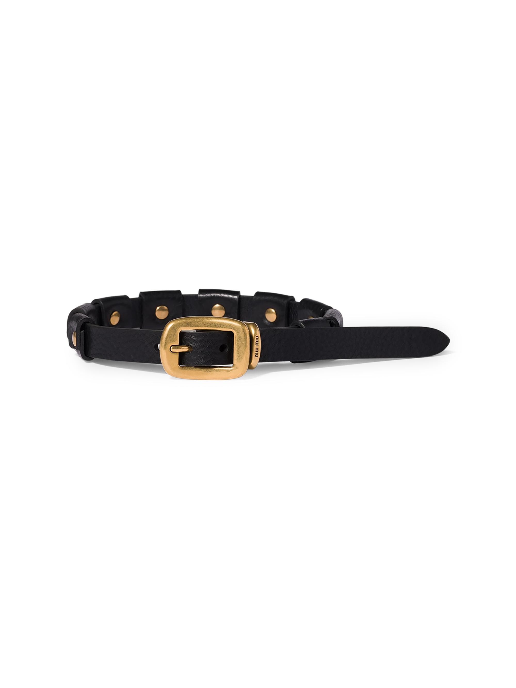 Miu Miu Women's Leather Bracelet with Buckle - Black