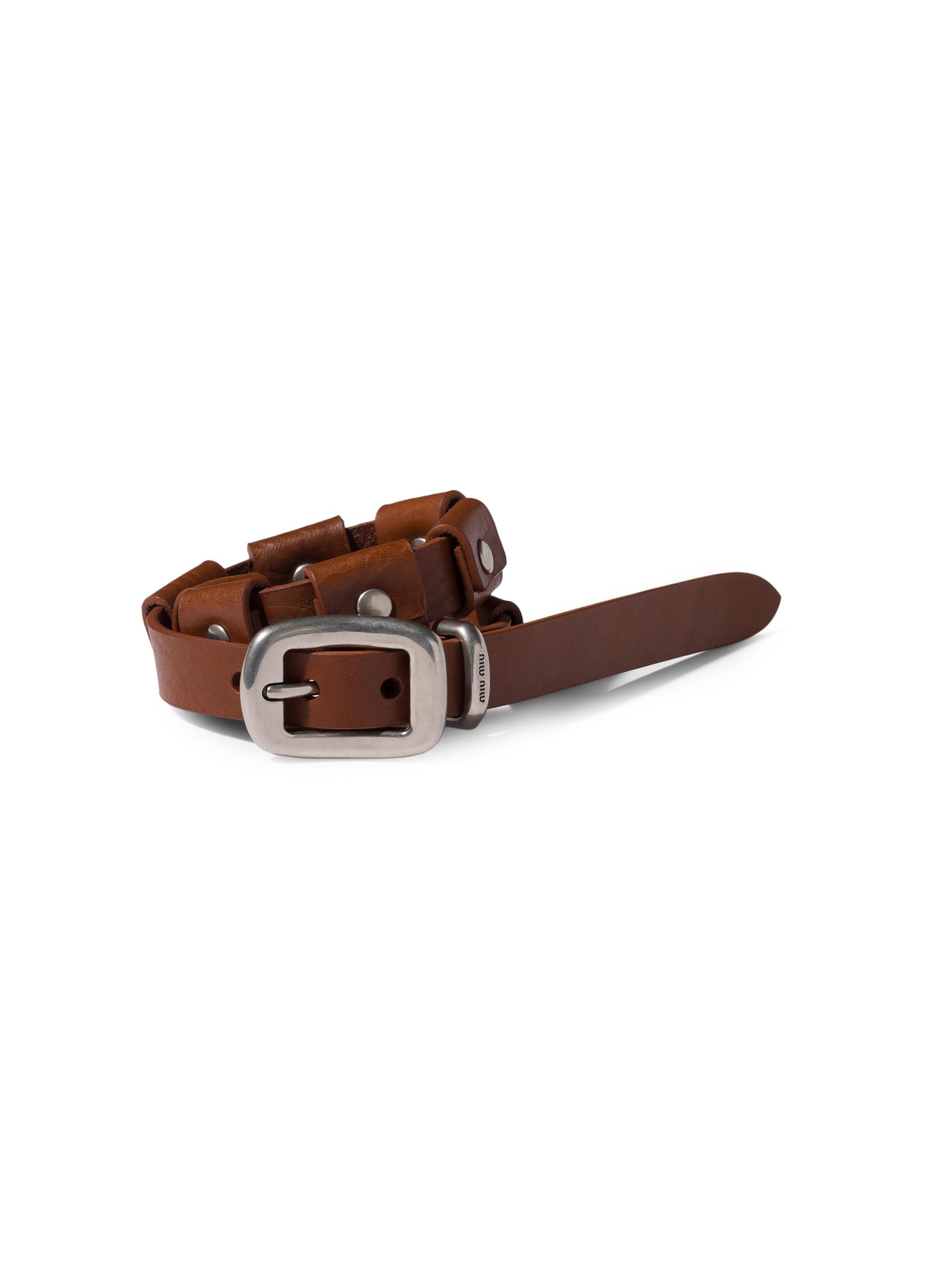 Miu Miu Women's Leather Bracelet with Buckle - Brown