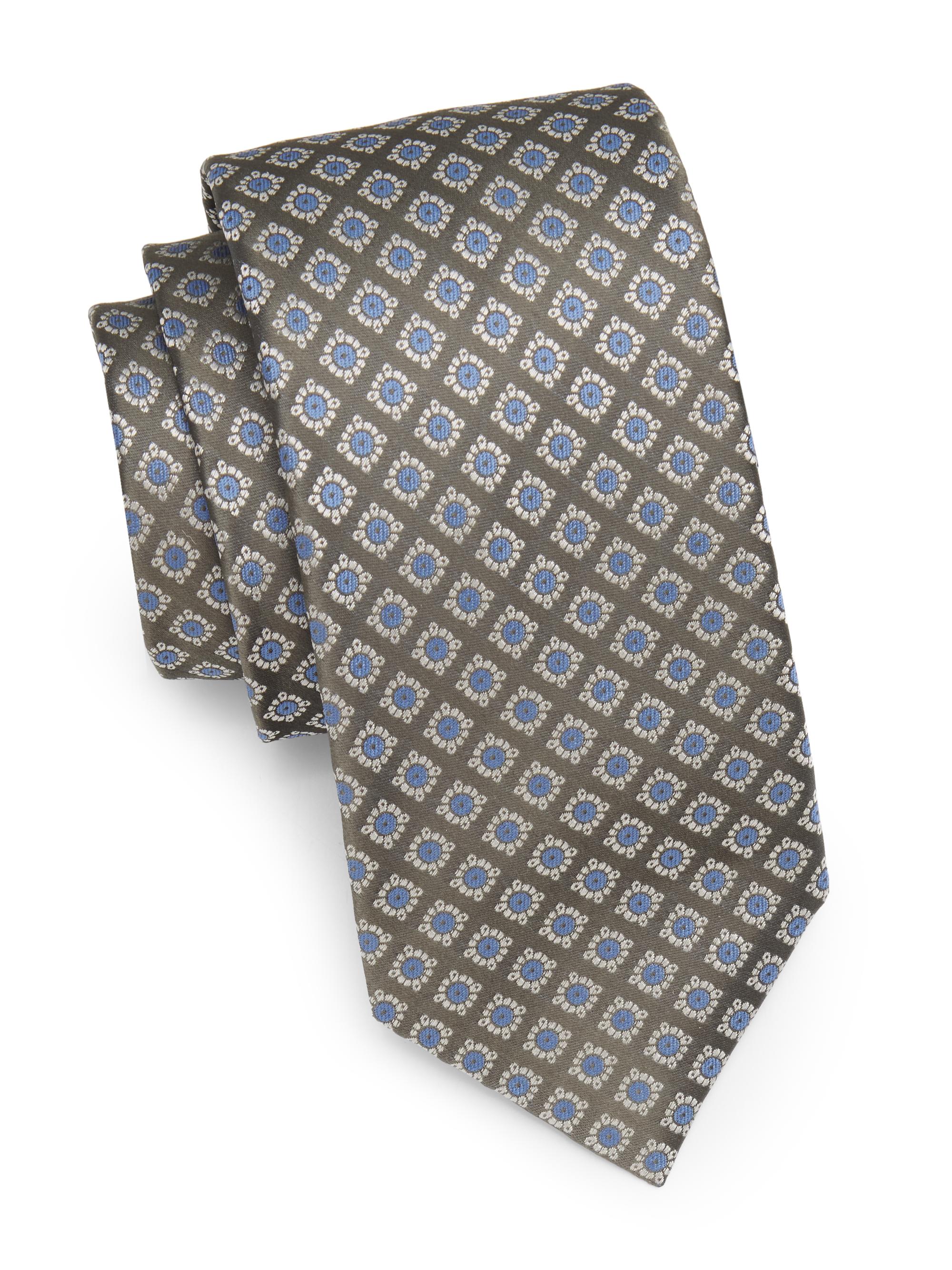 Isaia Men's Floral Medallion Silk Tie - Light Green | Thumbnail 3