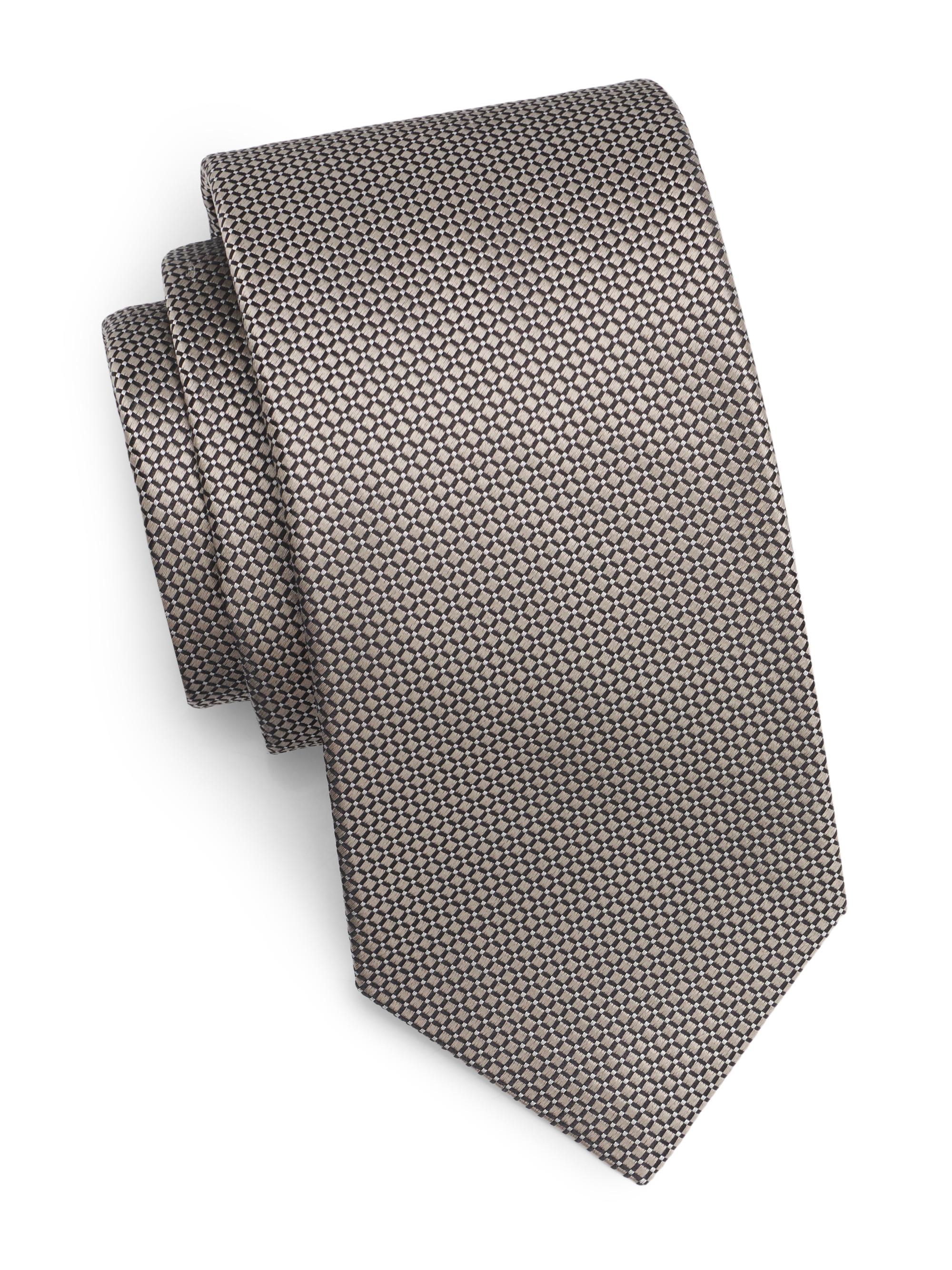 Isaia Men's Geometric Silk Tie - Light Beige | Thumbnail 3