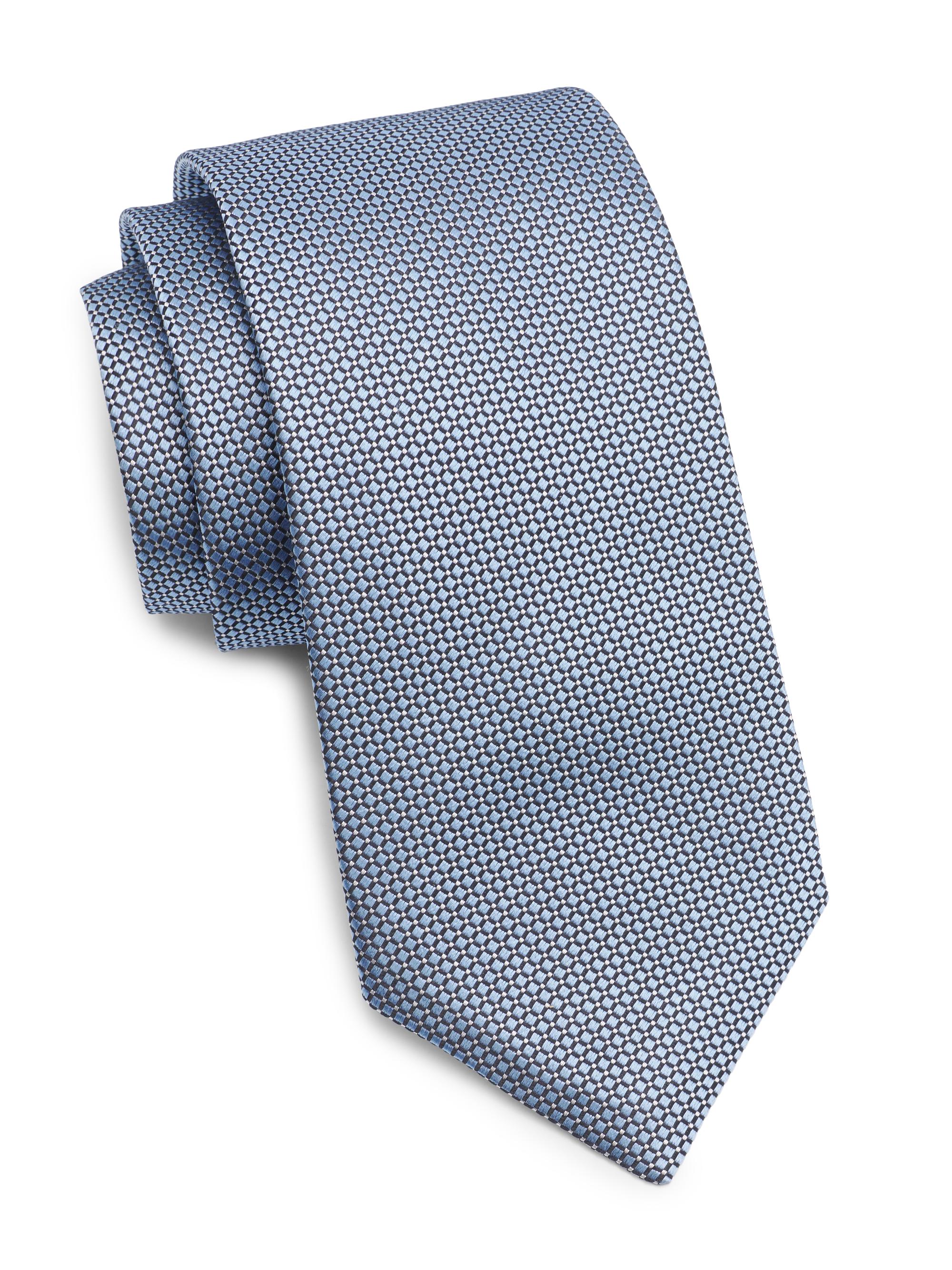 Isaia Men's Geometric Silk Tie - Light Blue | Thumbnail 3