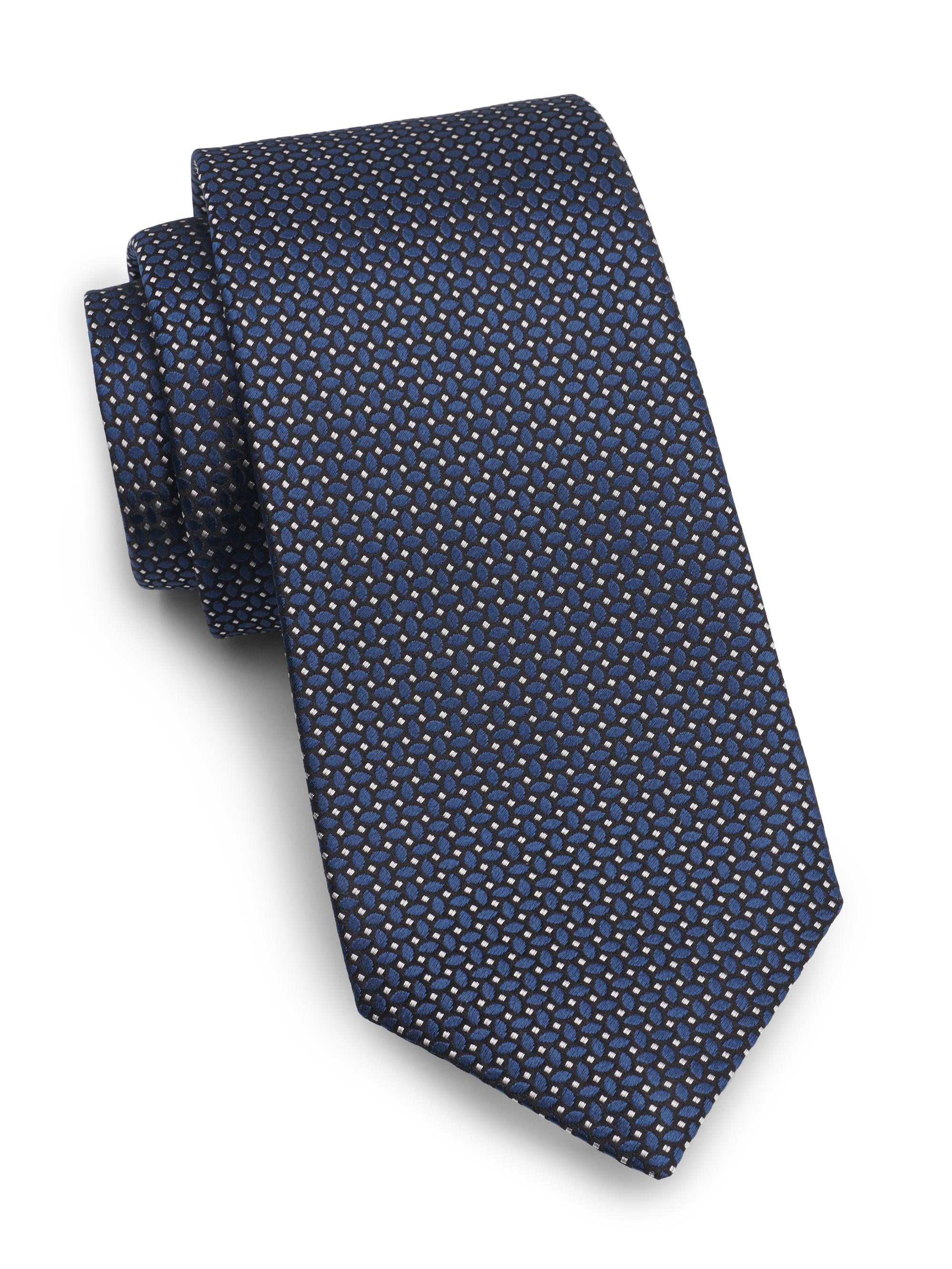 Isaia Men's Pin Dot Oval Silk Tie - Dark Blue | Thumbnail 3