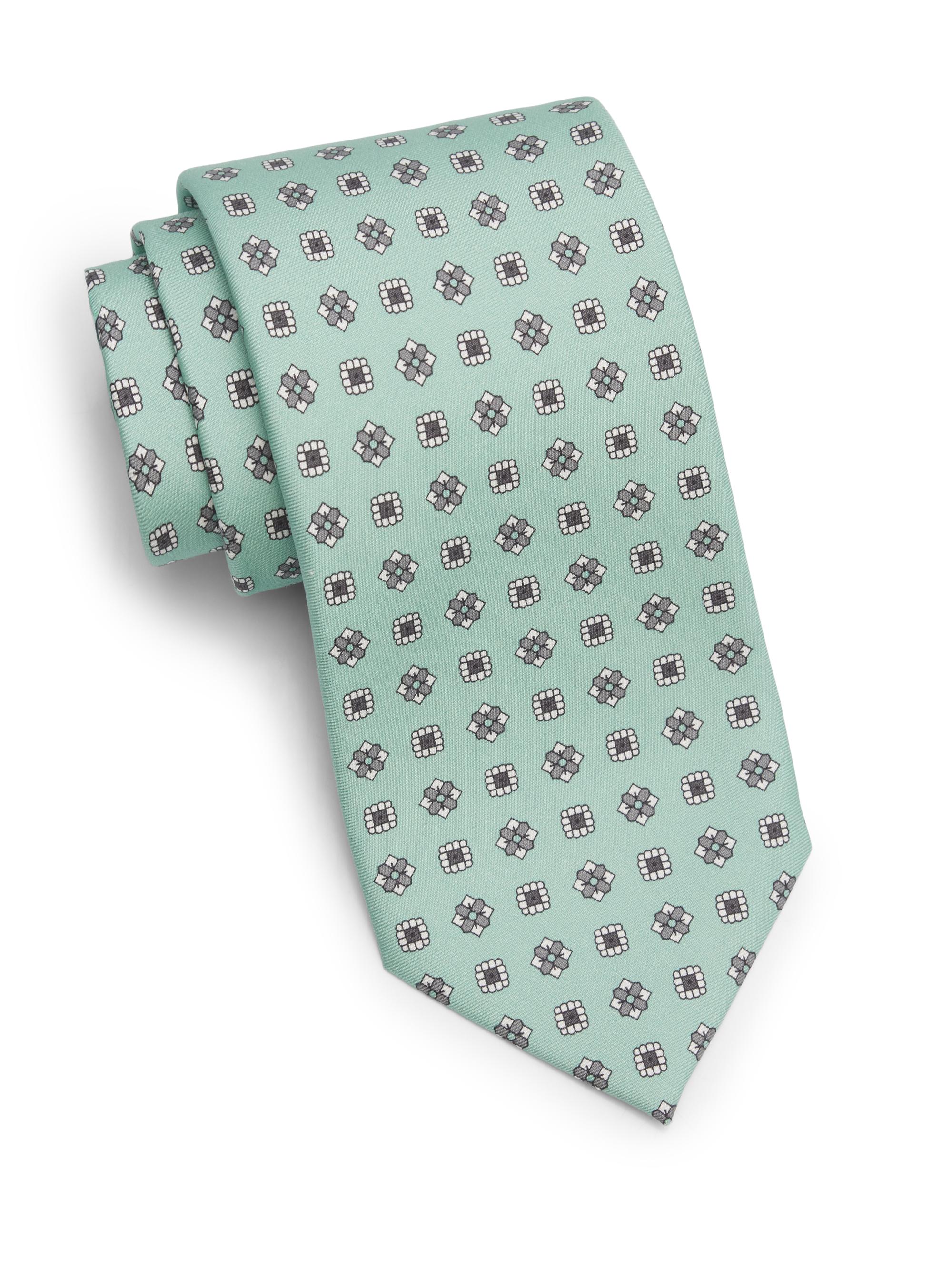Isaia Men's Medallion Silk Tie - Light Green | Thumbnail 3