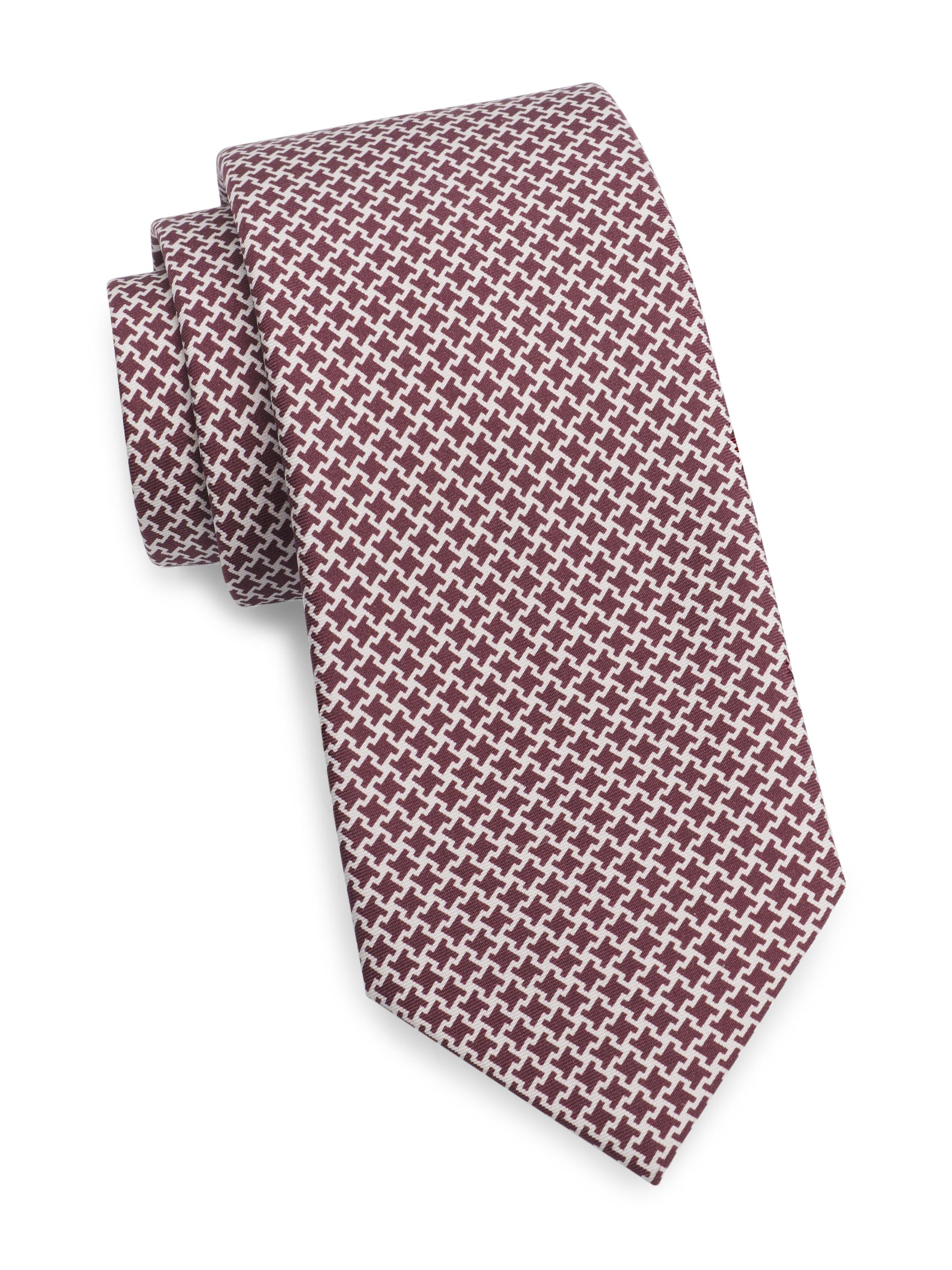 Isaia Men's Micro Houndstooth Silk Tie - Blue White