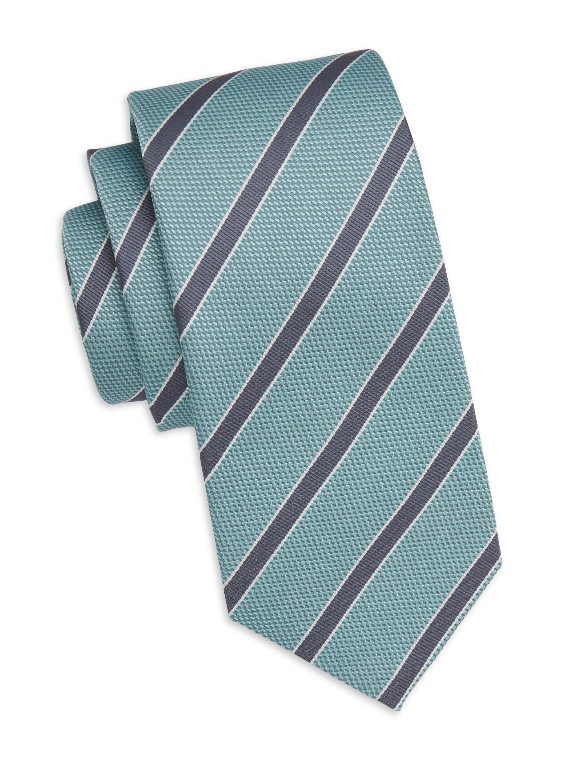 Isaia Men's Repp Striped Silk Tie - Pastel Green | Thumbnail 3