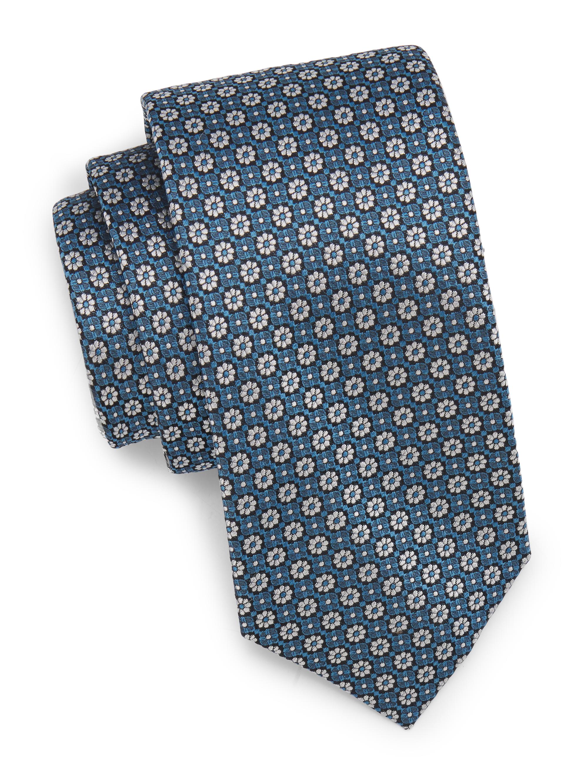 Isaia Men's Floral Silk Tie - Turquoise | Thumbnail 3