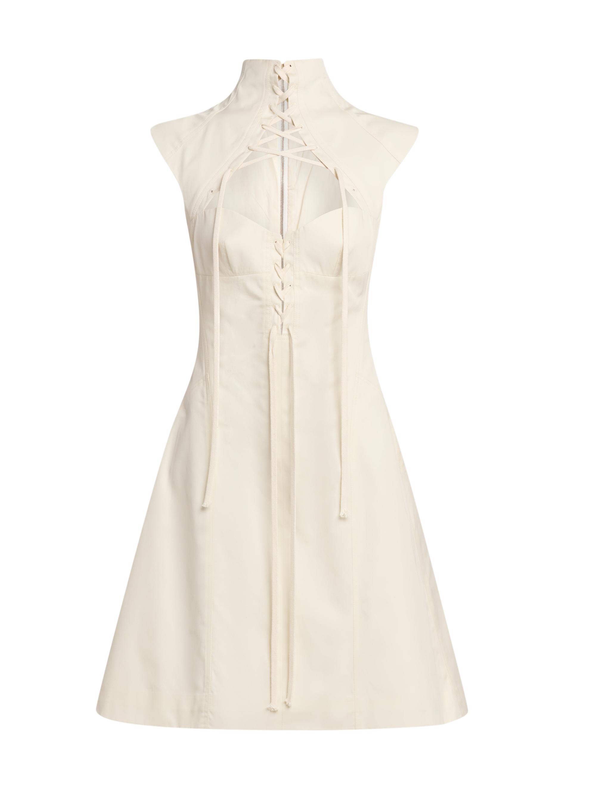McQueen Women's Corset Washed Cotton Minidress - White