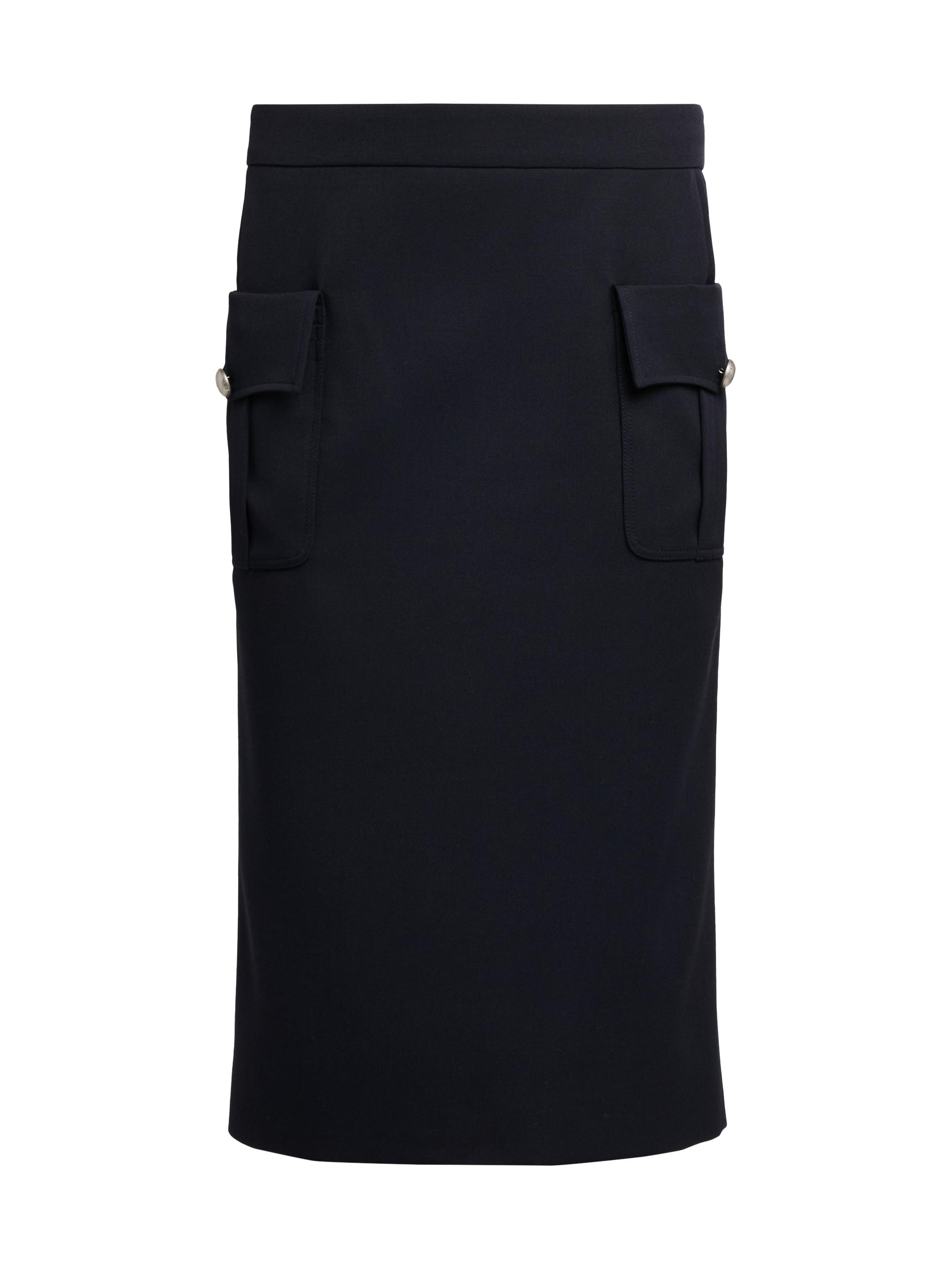 McQueen Women's Grained Wool Pencil Skirt - Midnight Blue