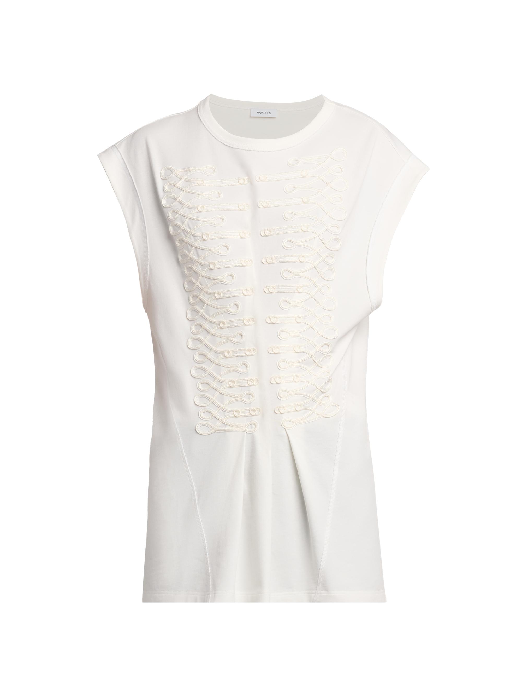 McQueen Women's Frogging Embroidered Cotton T-Shirt - White