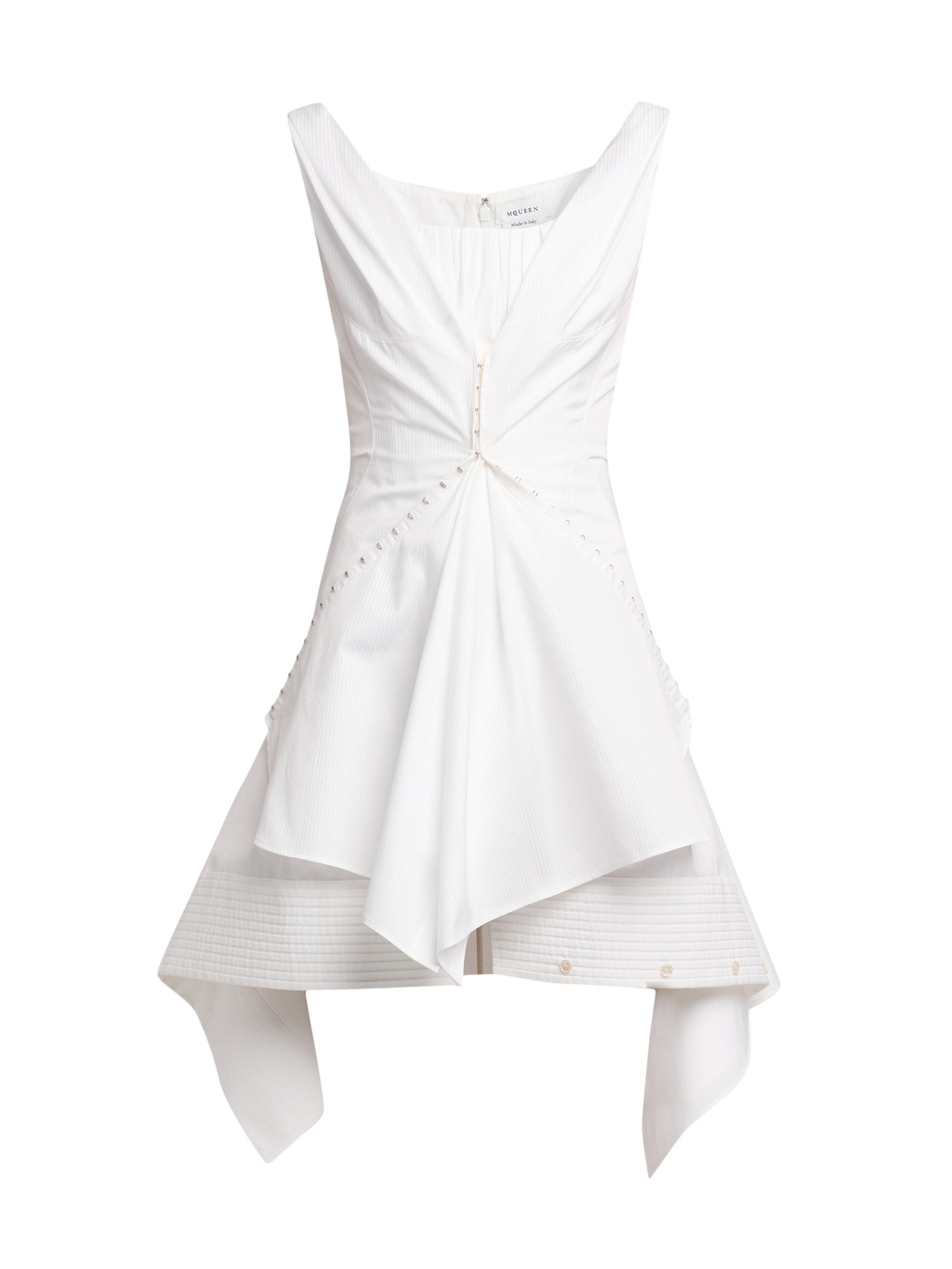 McQueen Women's Striped Cotton Cinch Minidress - White