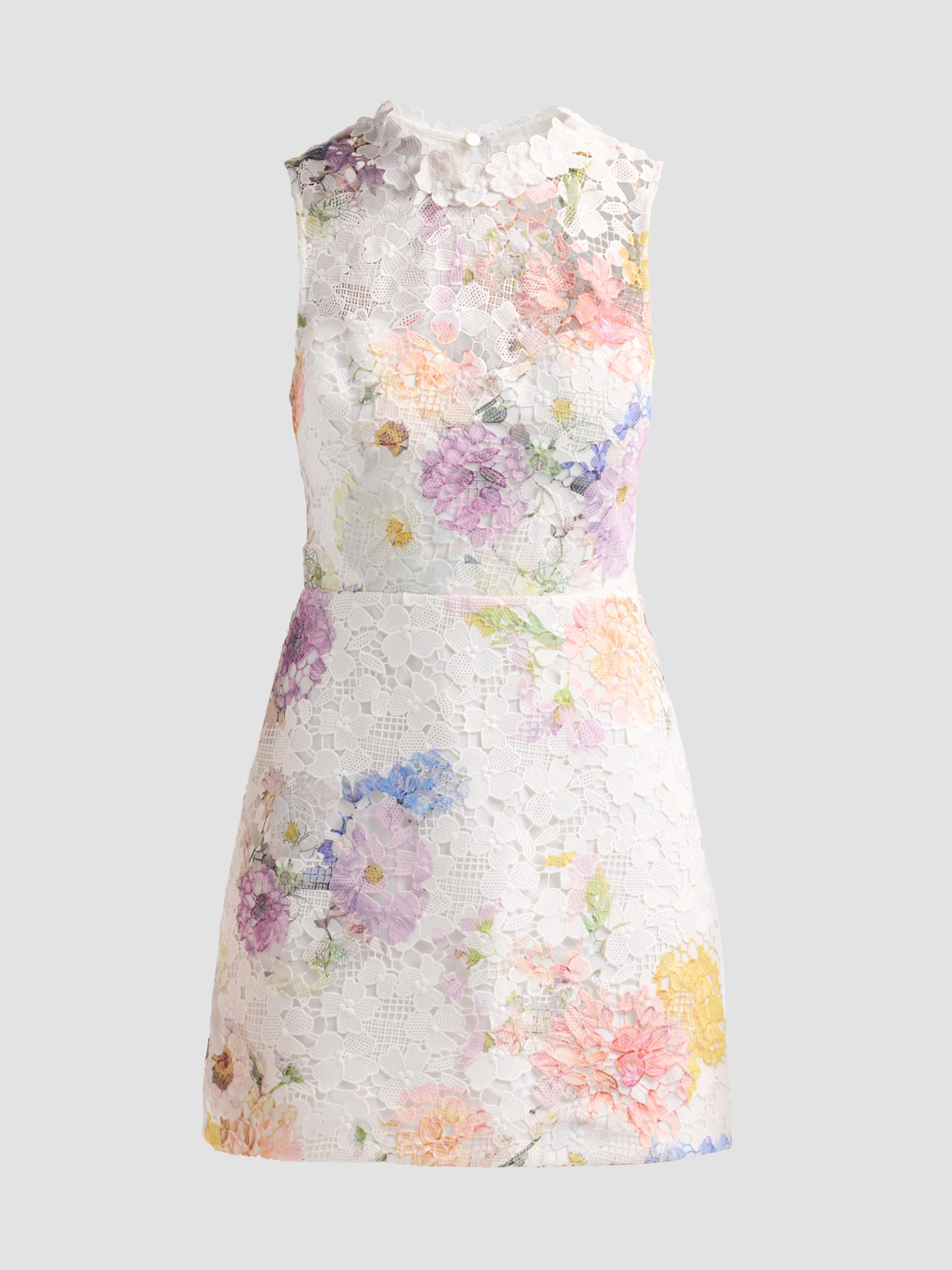 As It May Women's Nerine Floral Lace Mini Dress - White Dahlias | Thumbnail 6