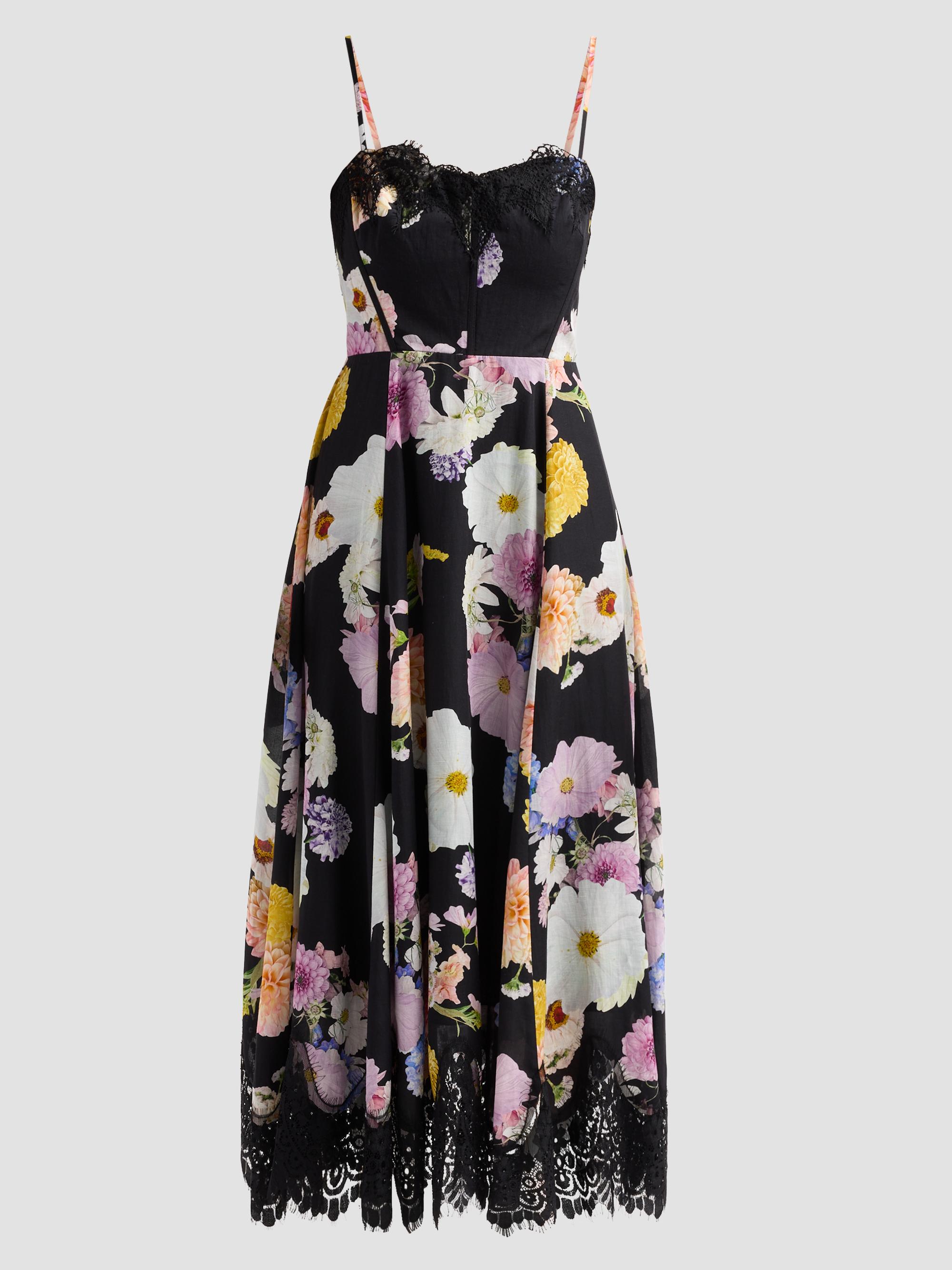 As It May Women's Junia Floral Voile Lace Midi Dress - Black Dahlias | Thumbnail 6