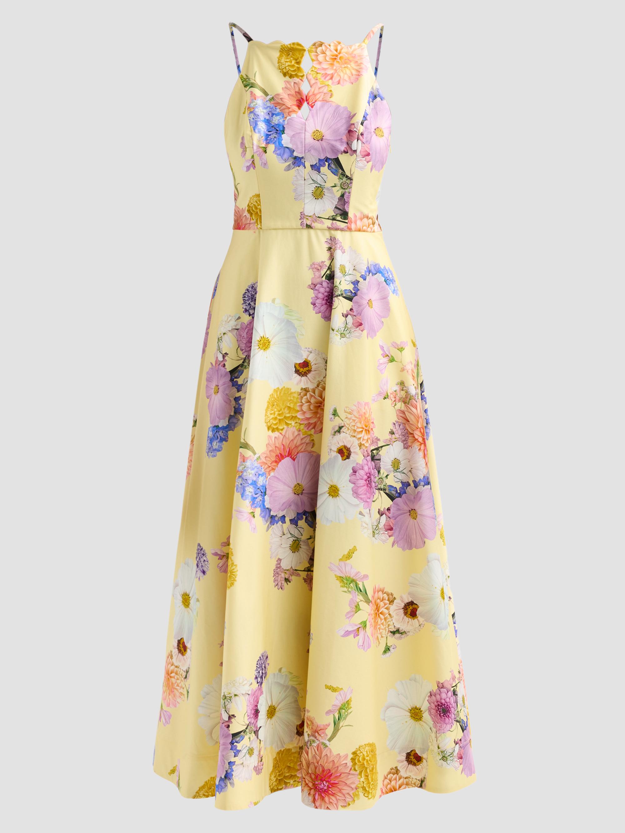 As It May Women's Mirelle Floral Cotton-Blend Satin A-Line Maxi Dress - Yellow Dahlias | Thumbnail 6