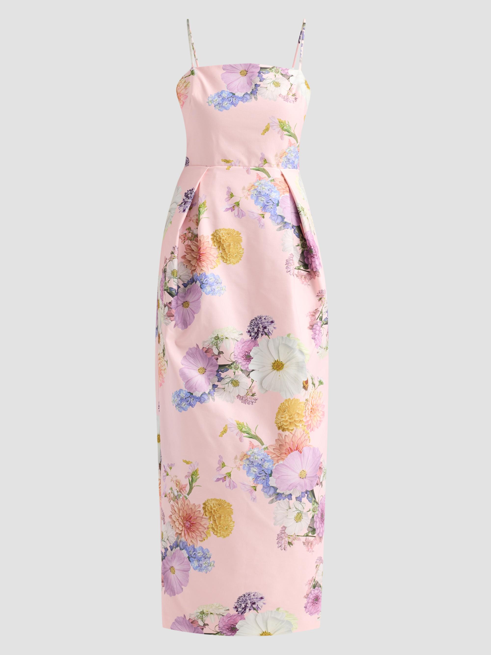 As It May Women's Teva Floral Faille Column Maxi Dress - Pink Dahlias