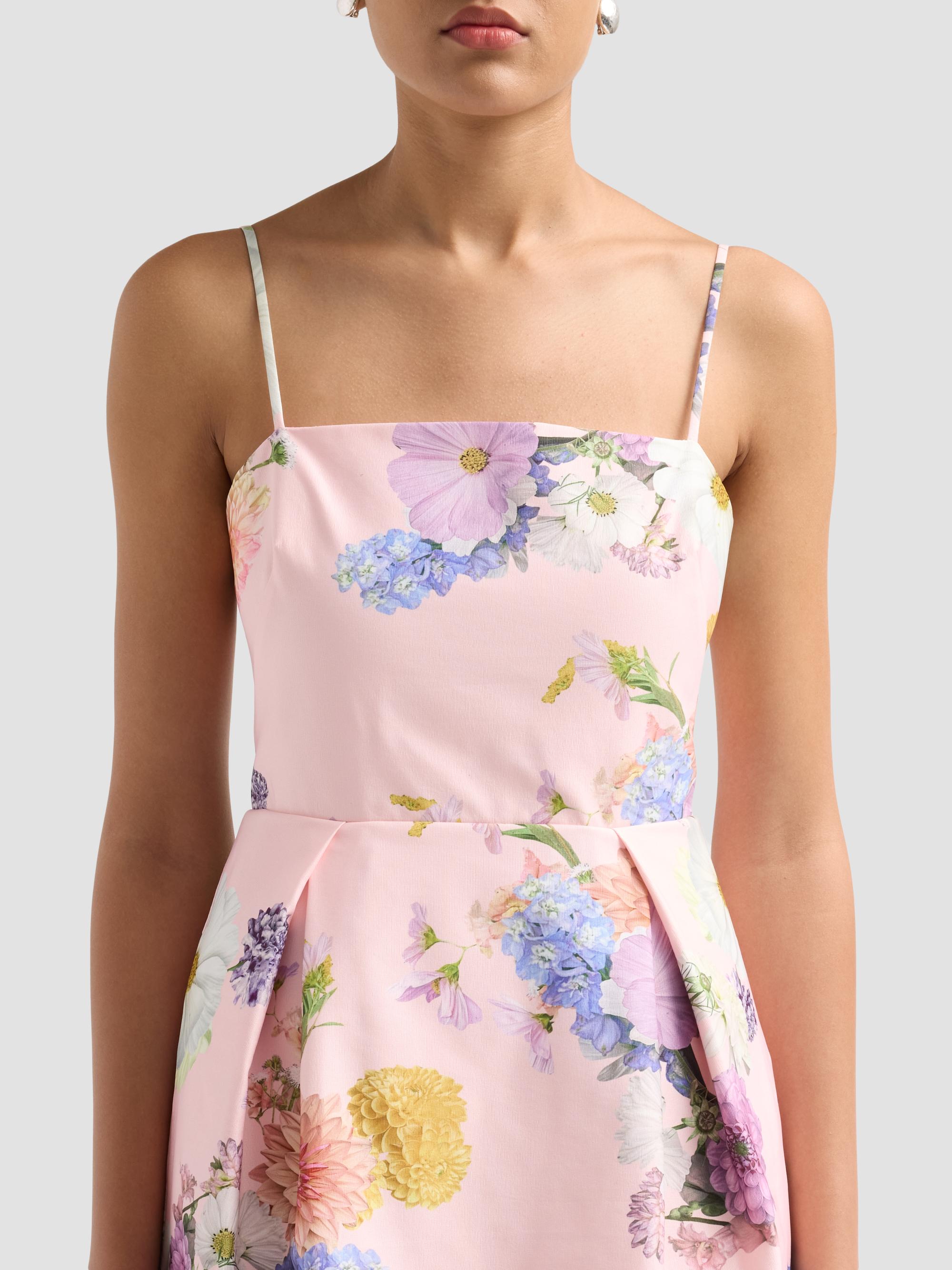 As It May Women's Teva Floral Faille Column Maxi Dress - Pink Dahlias | Thumbnail 5