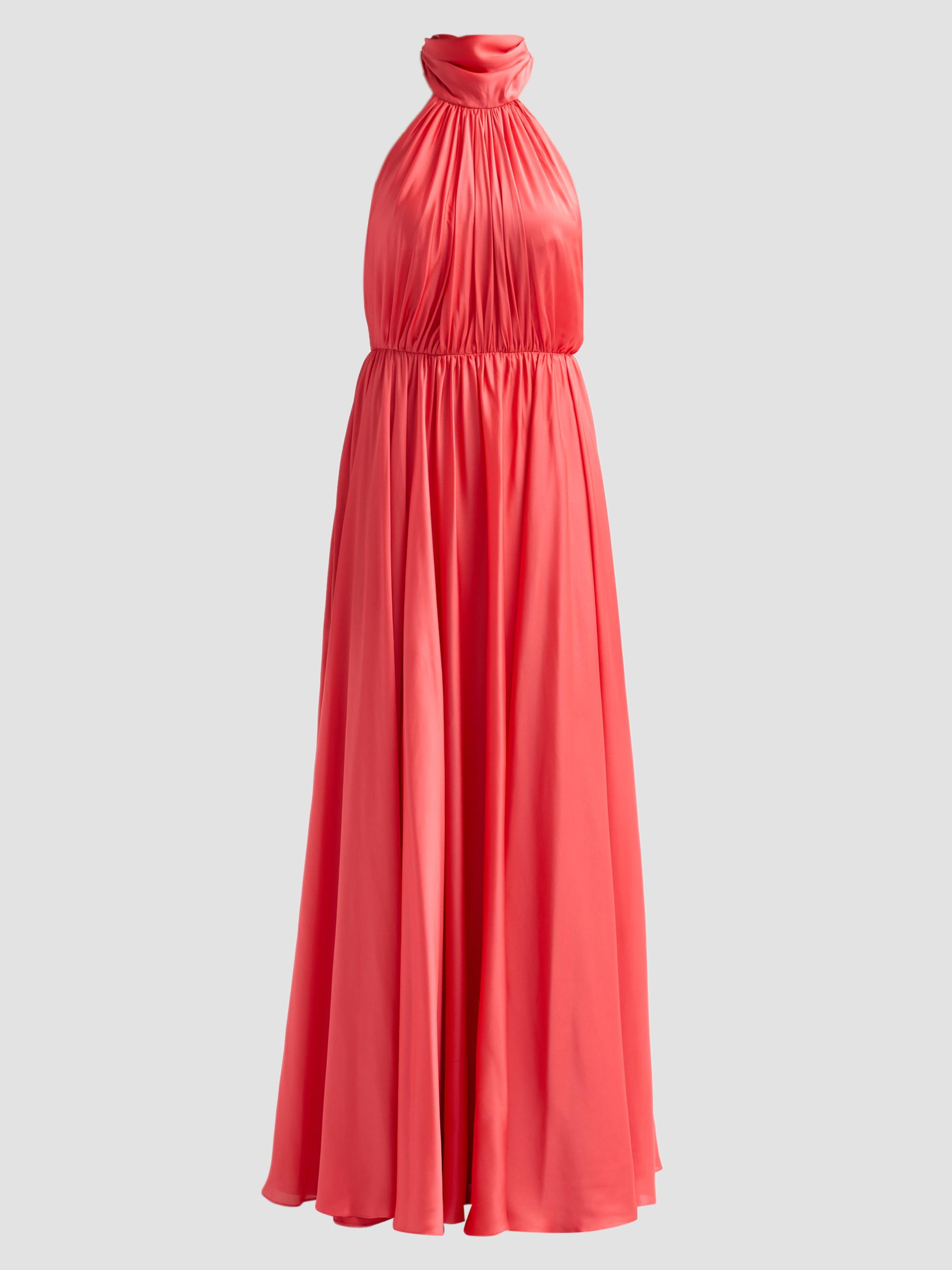 As It May Women's Elyra Satin Chiffon Halter Gown - Watermelon