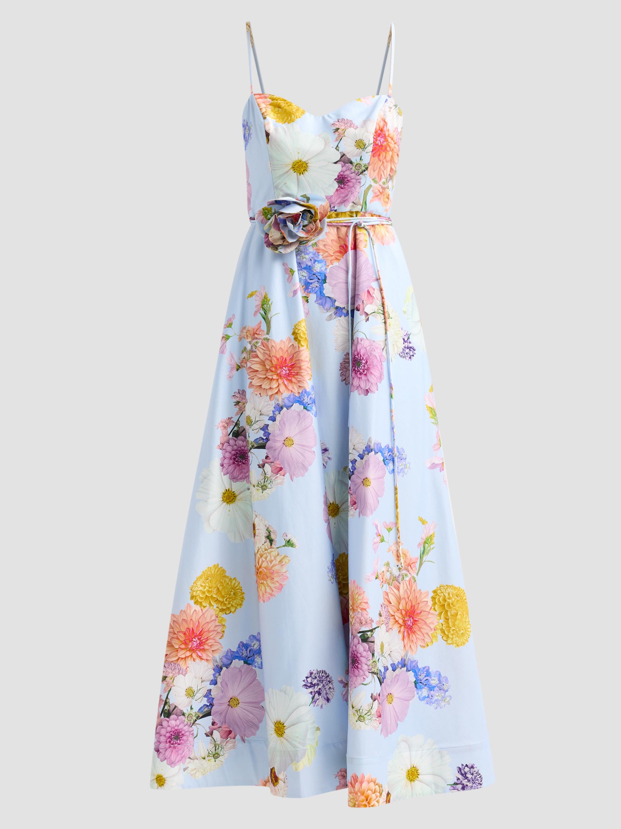 As It May Women's Eirene Floral Tie-Waist Maxi Dress - Blue Dahlias | Thumbnail 6