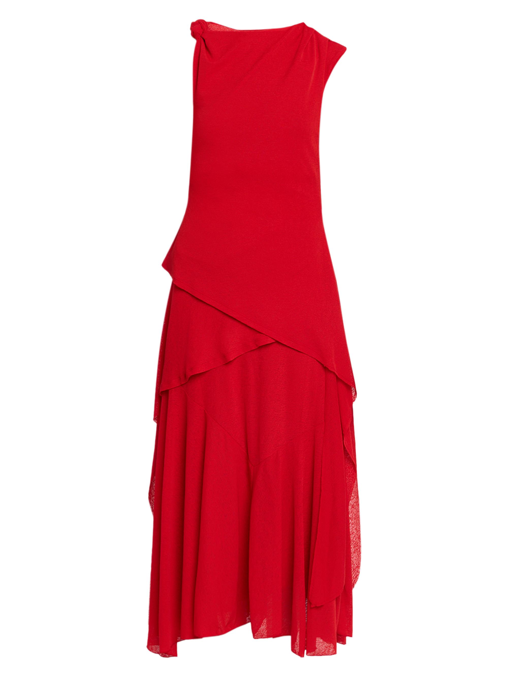 Ganni Women's Marl Draped Knot Mesh Midi-Dress - Goji Berry
