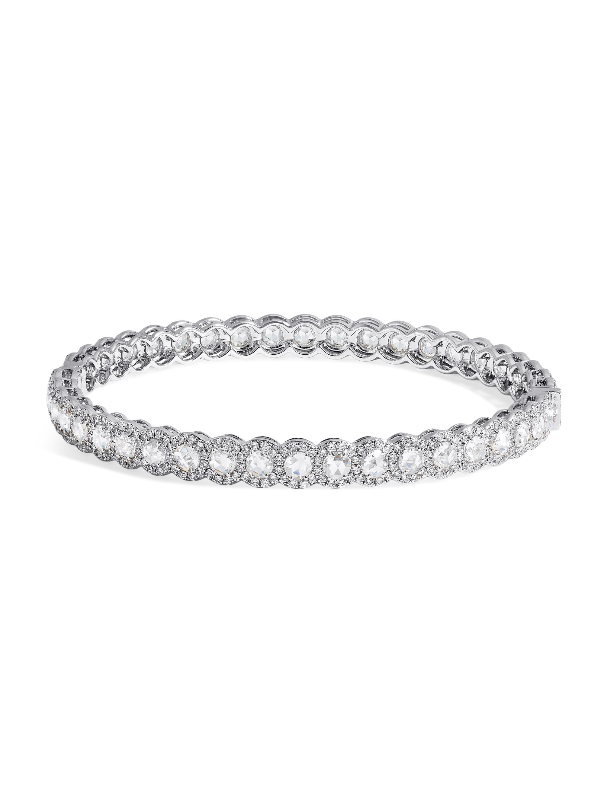 64 Facets Women's Scallop 18K White Gold & 6.05 TCW Diamond Eternity Bangle - White Gold