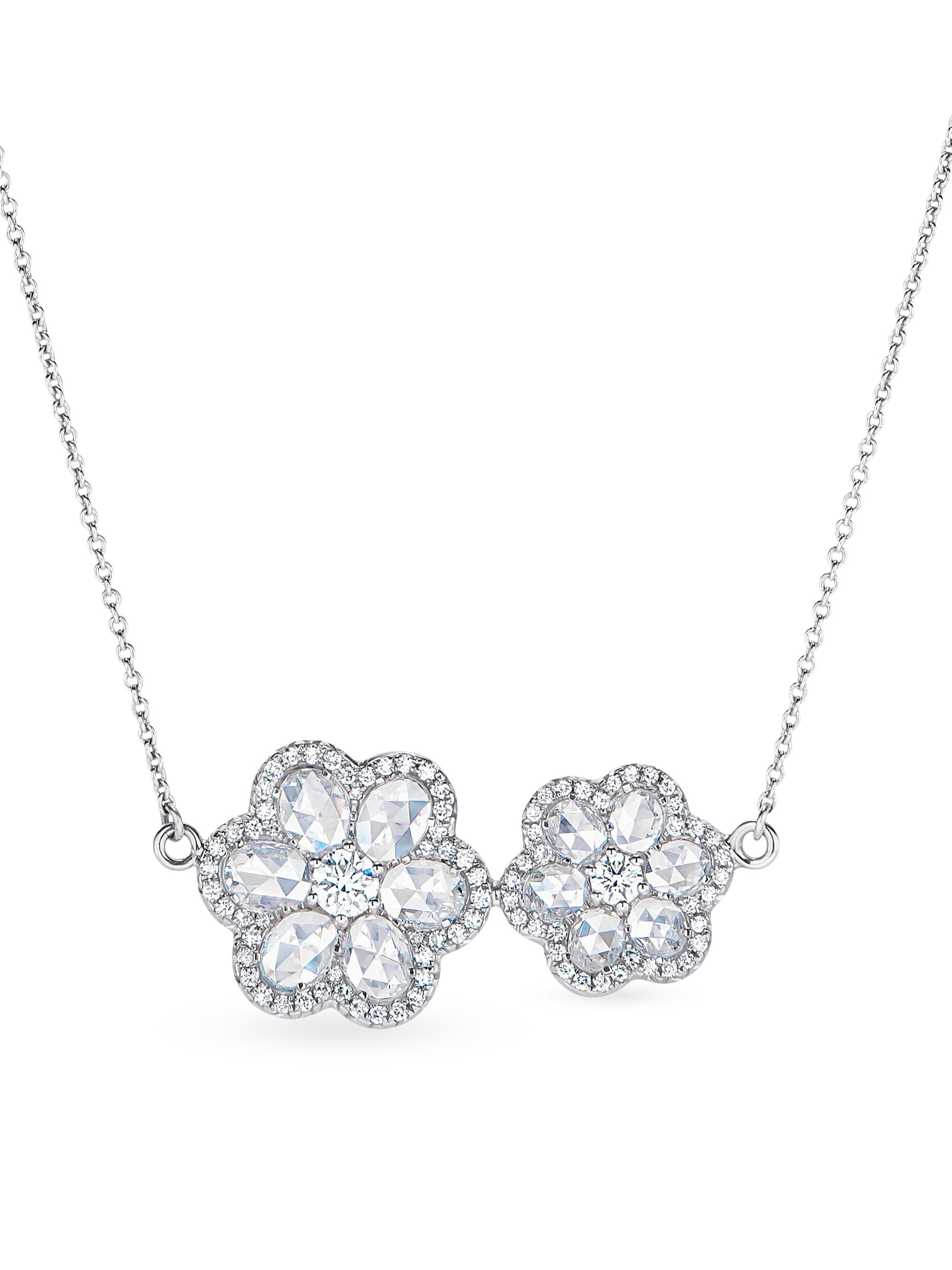 64 Facets Women's Floral 18K White Gold & 1.88 TCW Diamond Pendant Necklace - White Gold