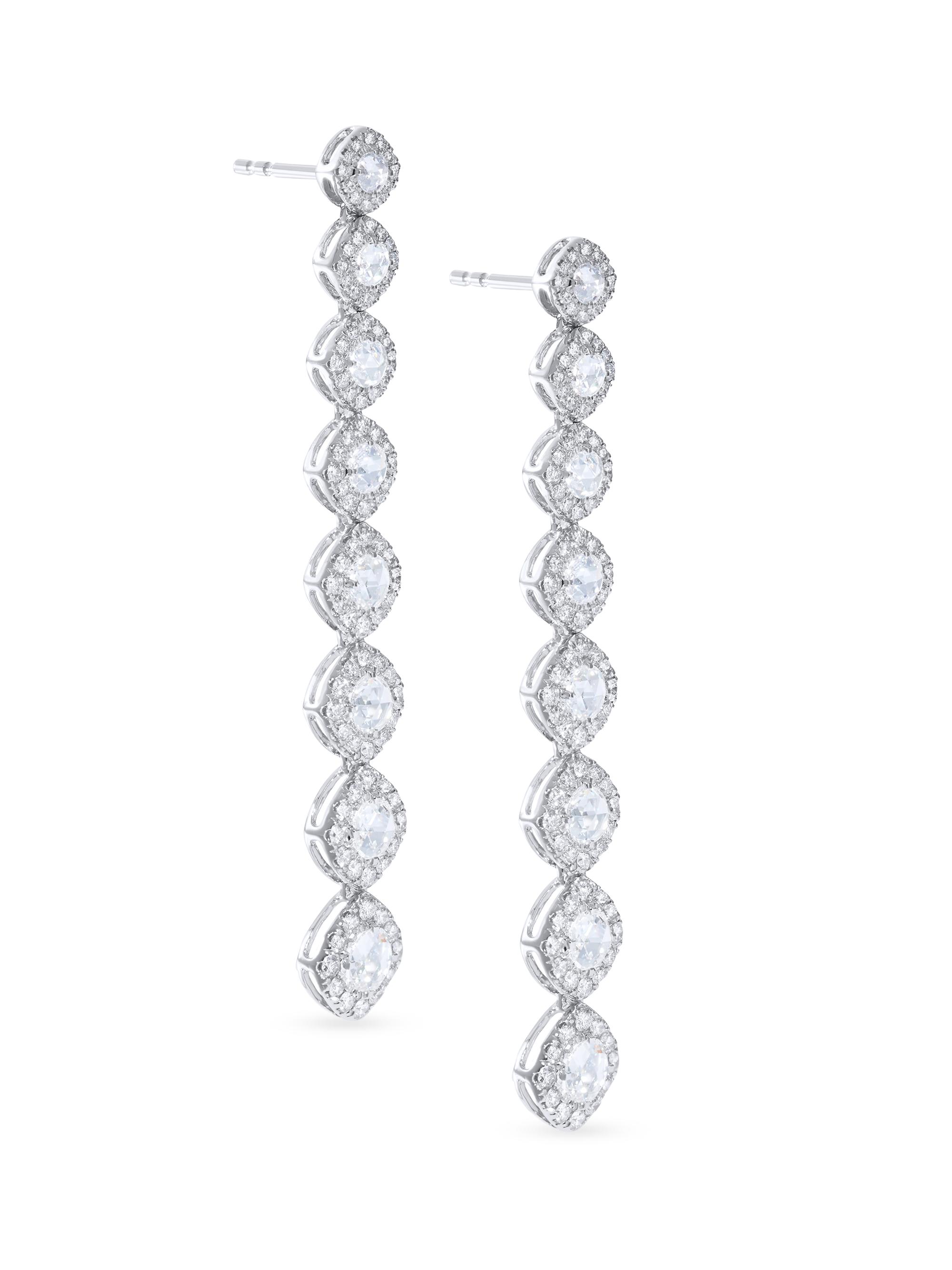 64 Facets Women's Linear 18K White Gold & 3.01 TCW Diamond Drop Earrings - White Gold