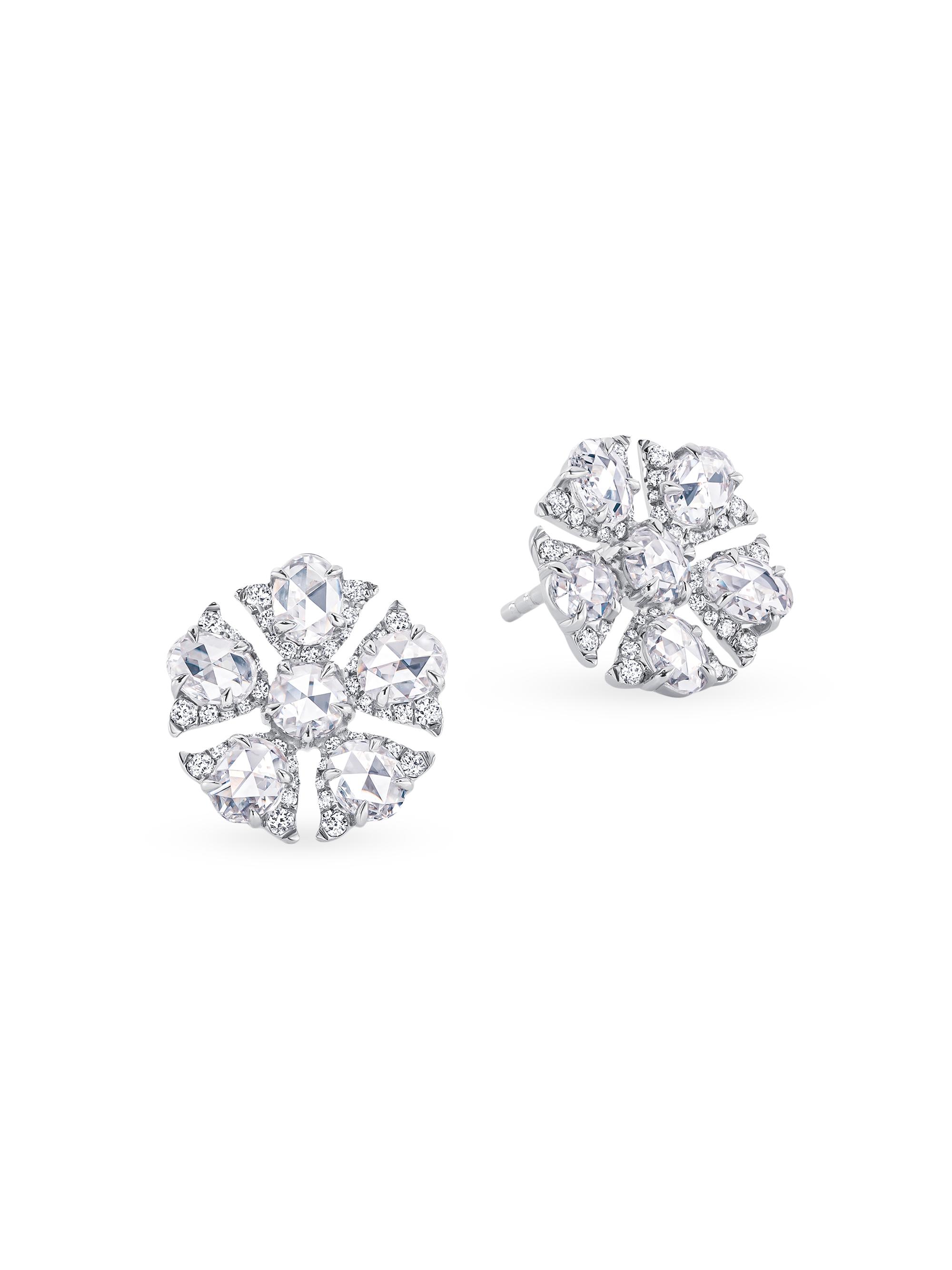 64 Facets Women's Floral Tulip 18K White Gold & 1.75 TCW Diamond Stud Earrings - White Gold