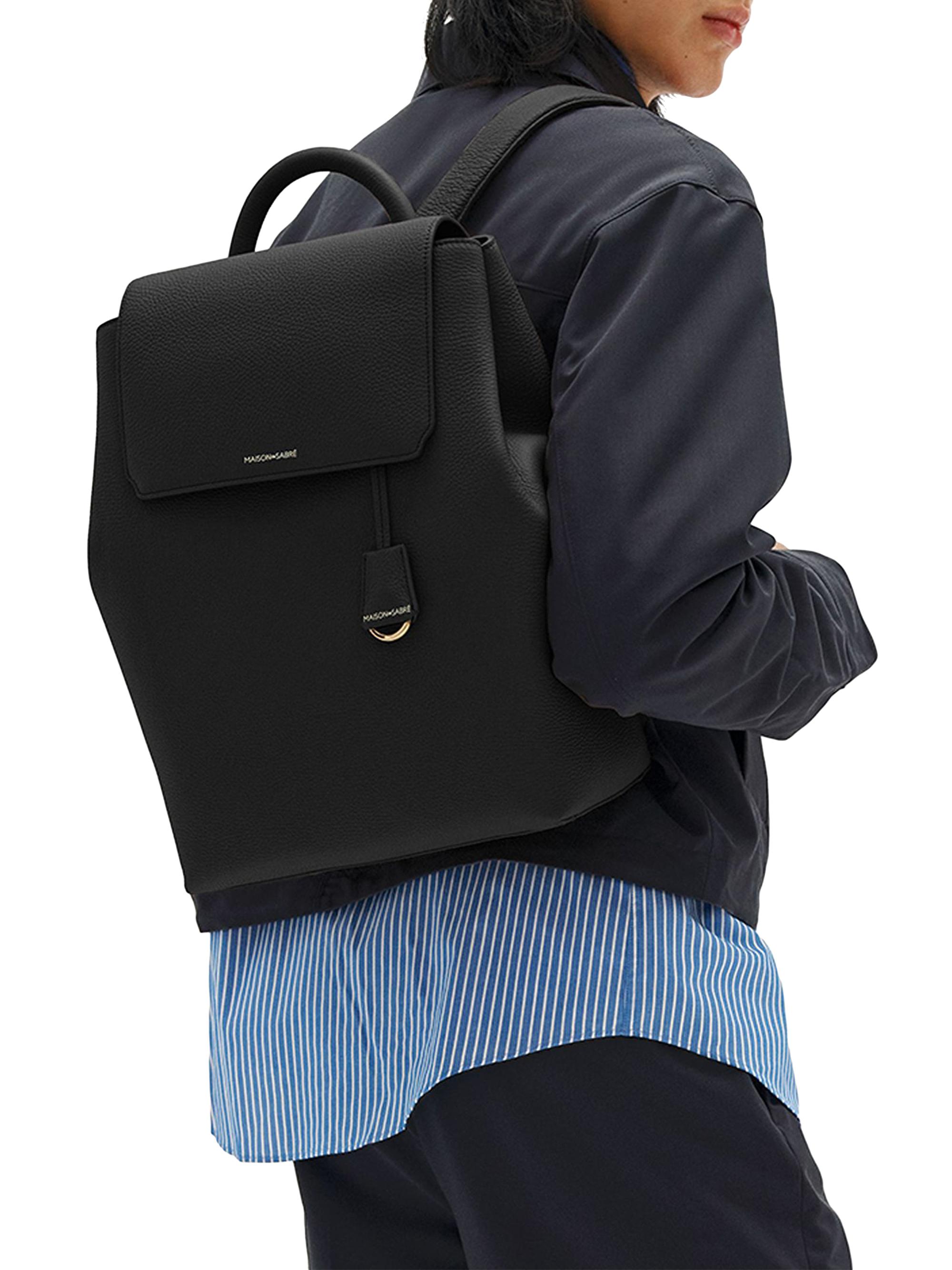 Maison de Sabre Women's Medium Leather Soft Backpack - Black Caviar