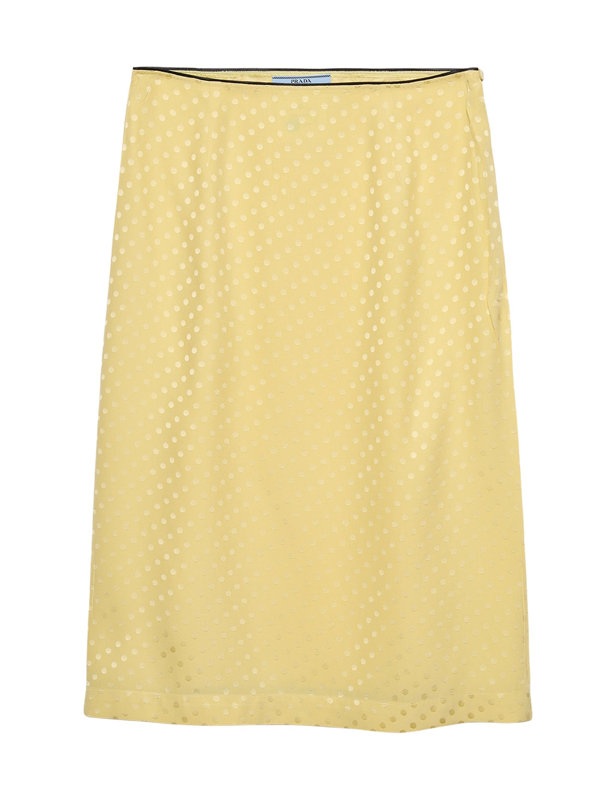 Prada Women's Polka-Dot Satin Skirt - Yellow