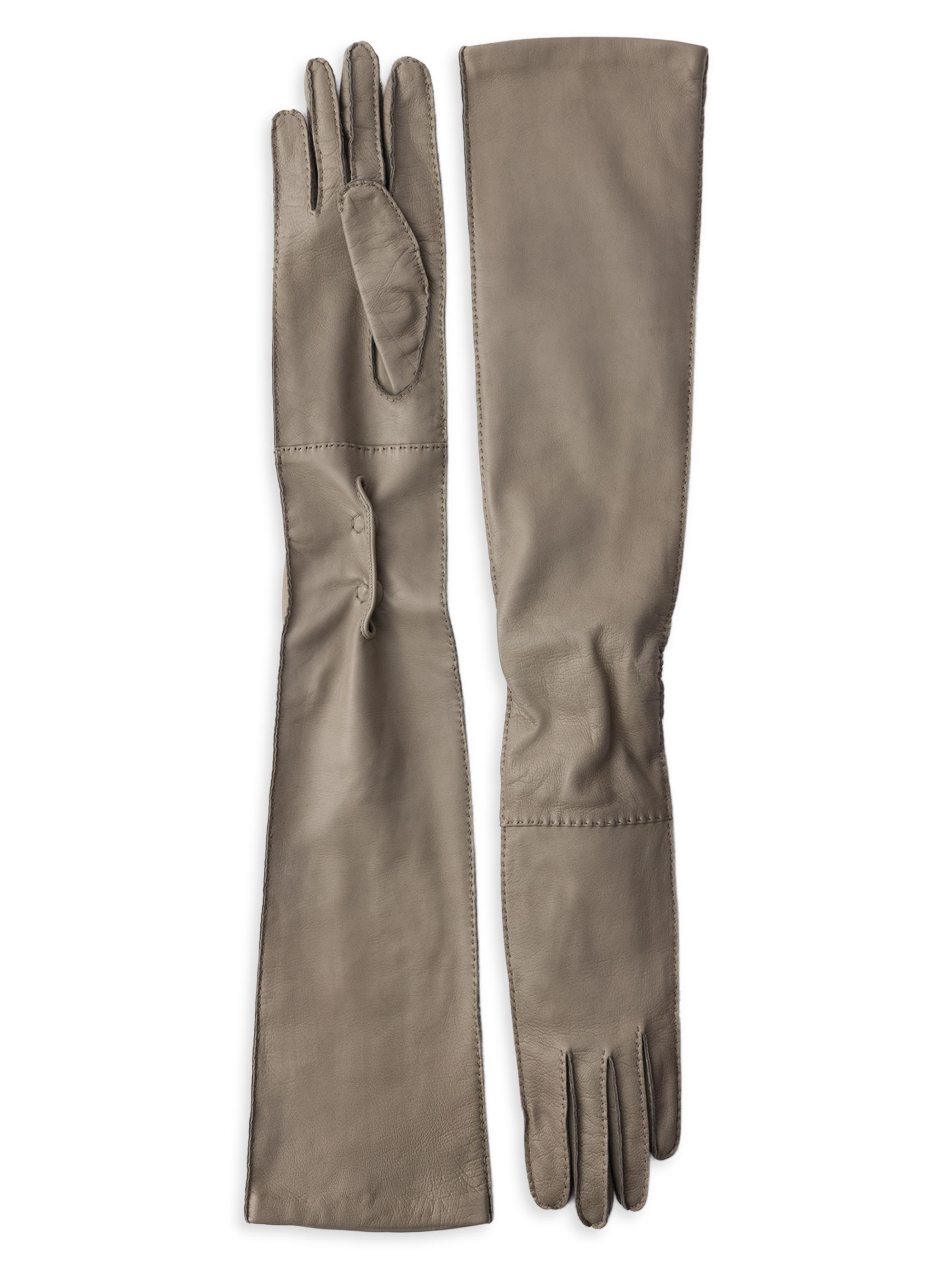 Prada Women's Leather Long Gloves - Grey