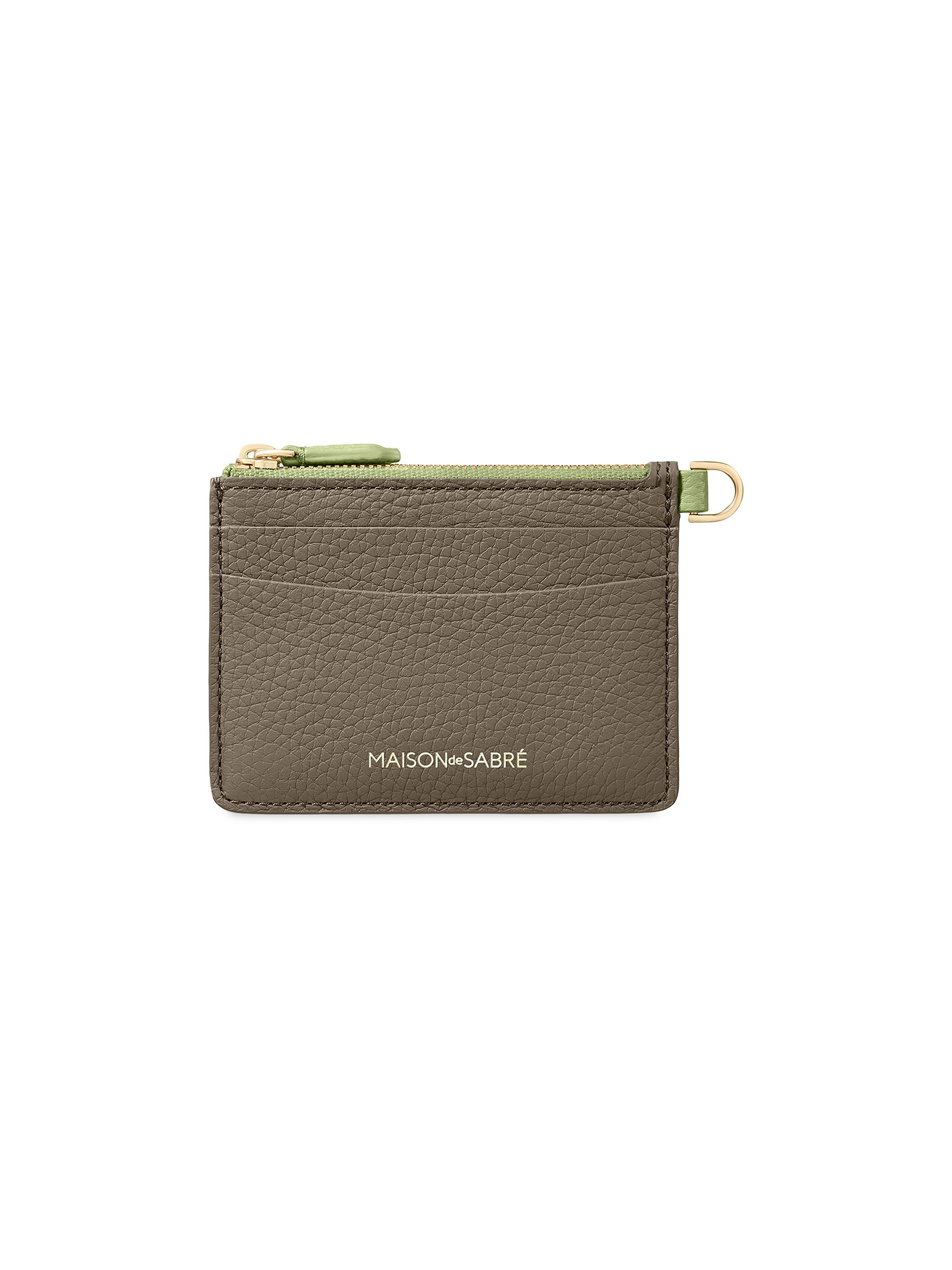 Maison de Sabre Women's Leather Zipped Card Pouch - Cashmere Matcha