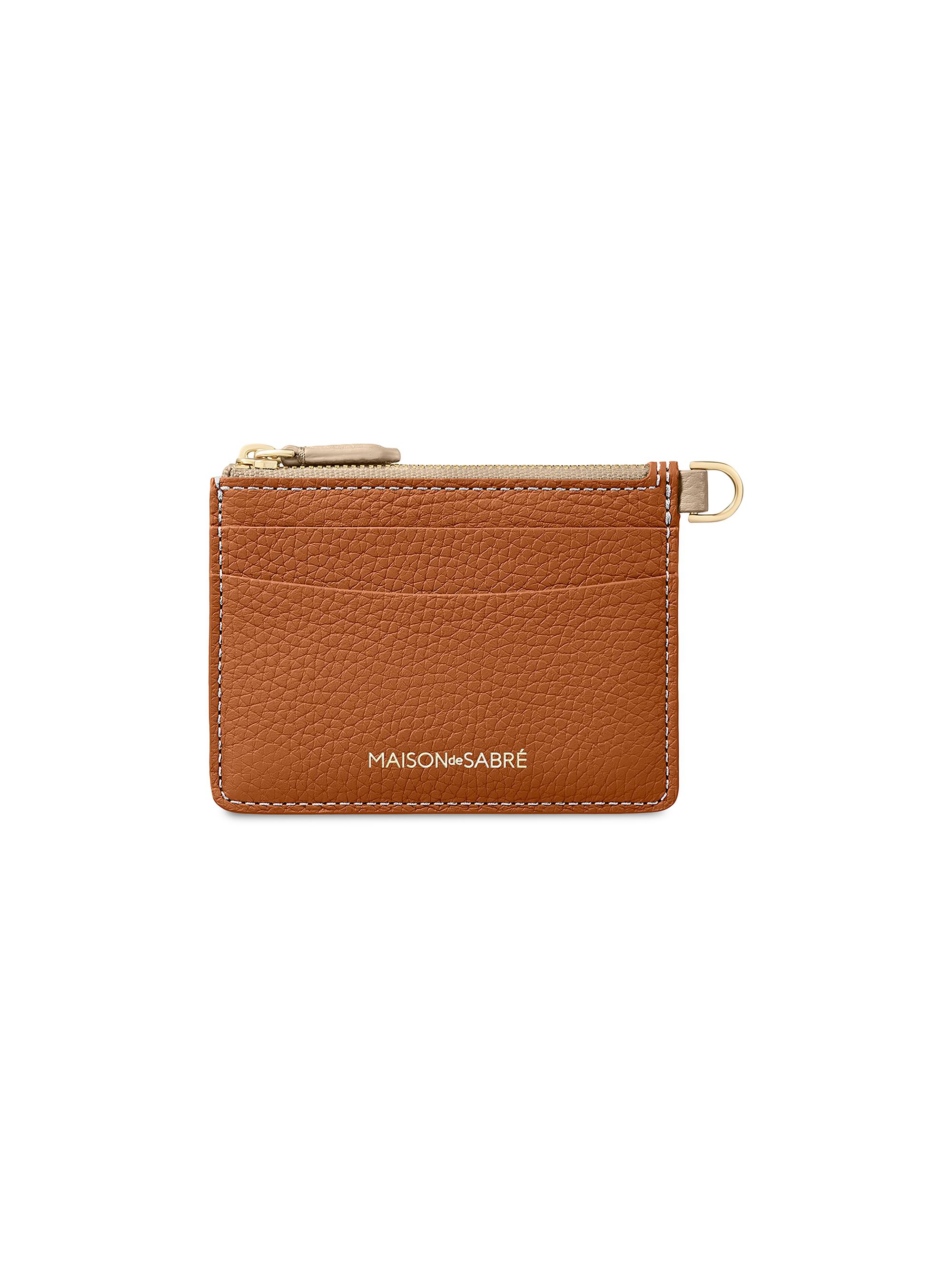Maison de Sabre Women's Leather Zipped Card Pouch - Pecan Nude | Thumbnail 5