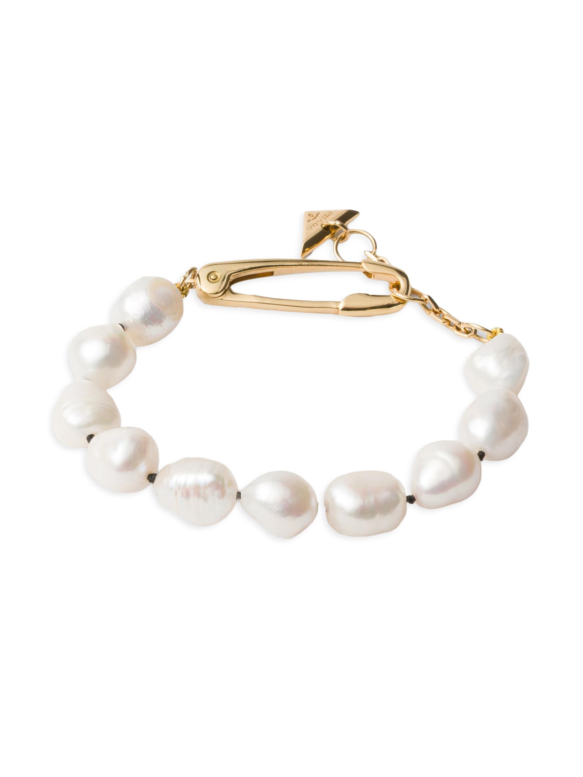 Prada Women's Metal Bracelet with Pearls - Gold White