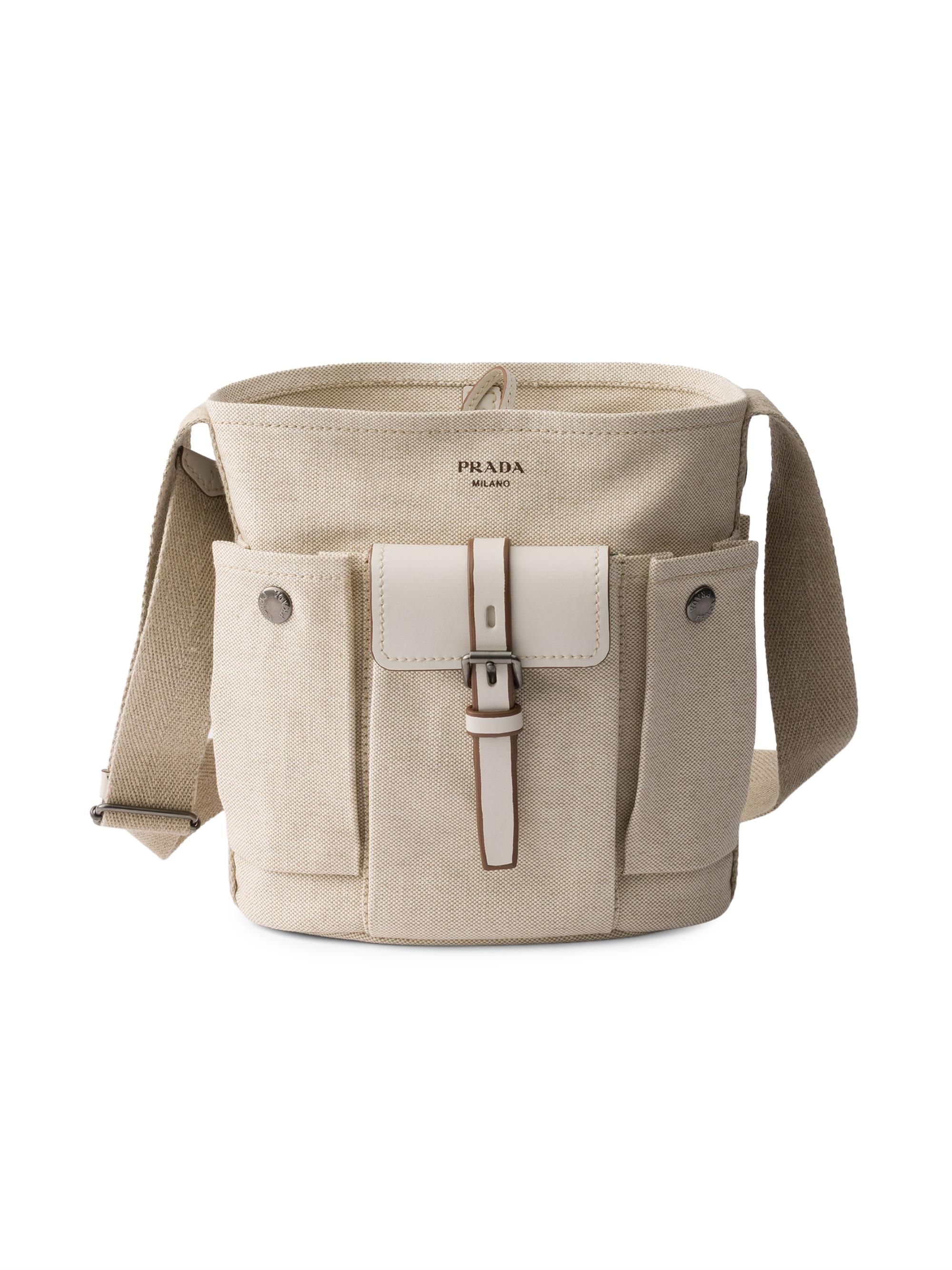 Prada Women's Route Mini Canvas and Leather Bucket Bag - Beige Khaki