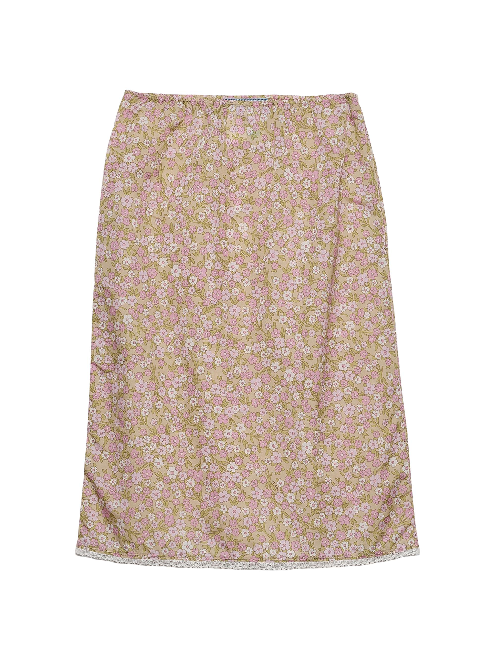 Women's Floral Print Nylon Skirt - Pink