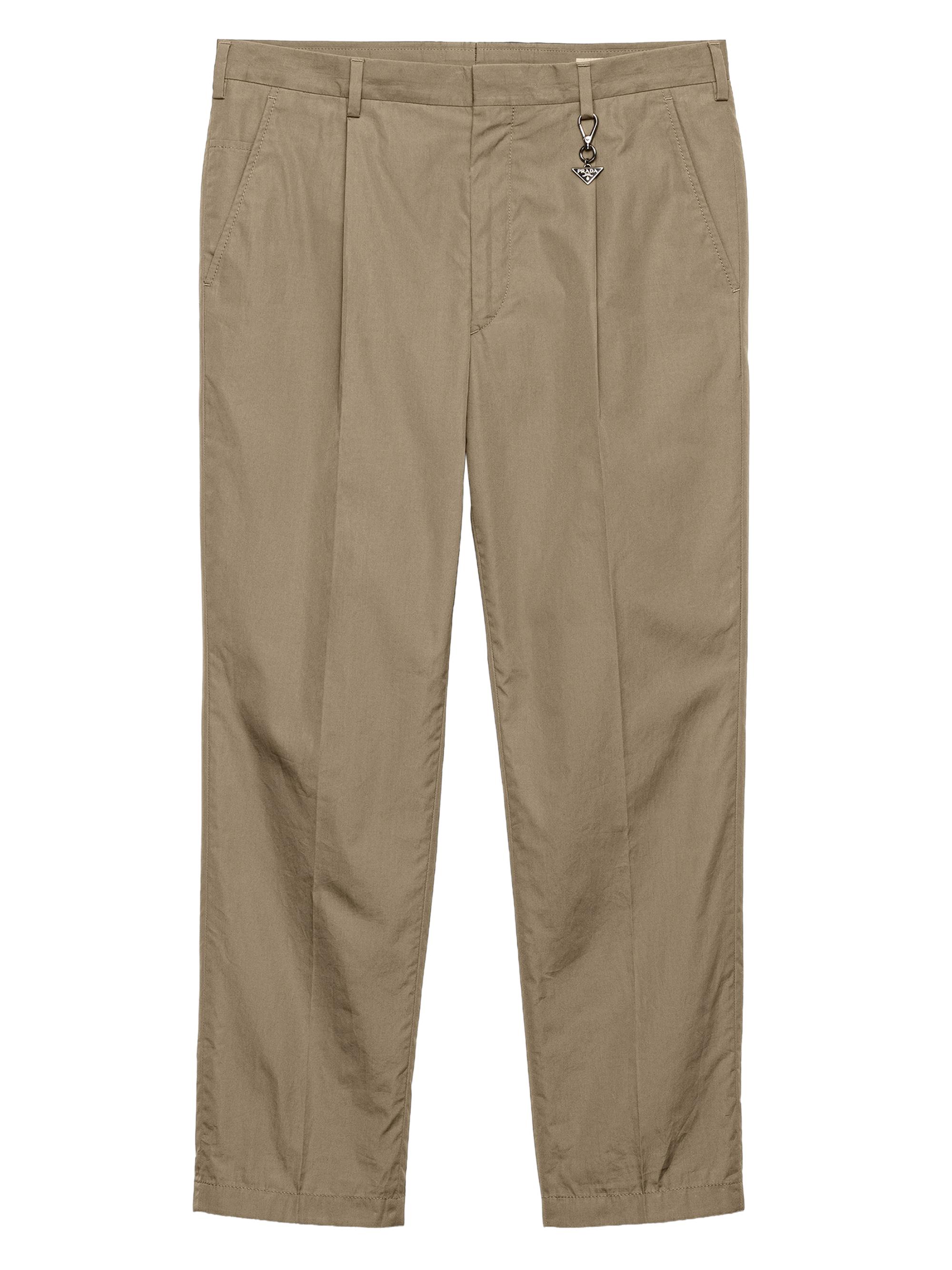 Prada Men's Cotton Pants with Key Ring - Grey