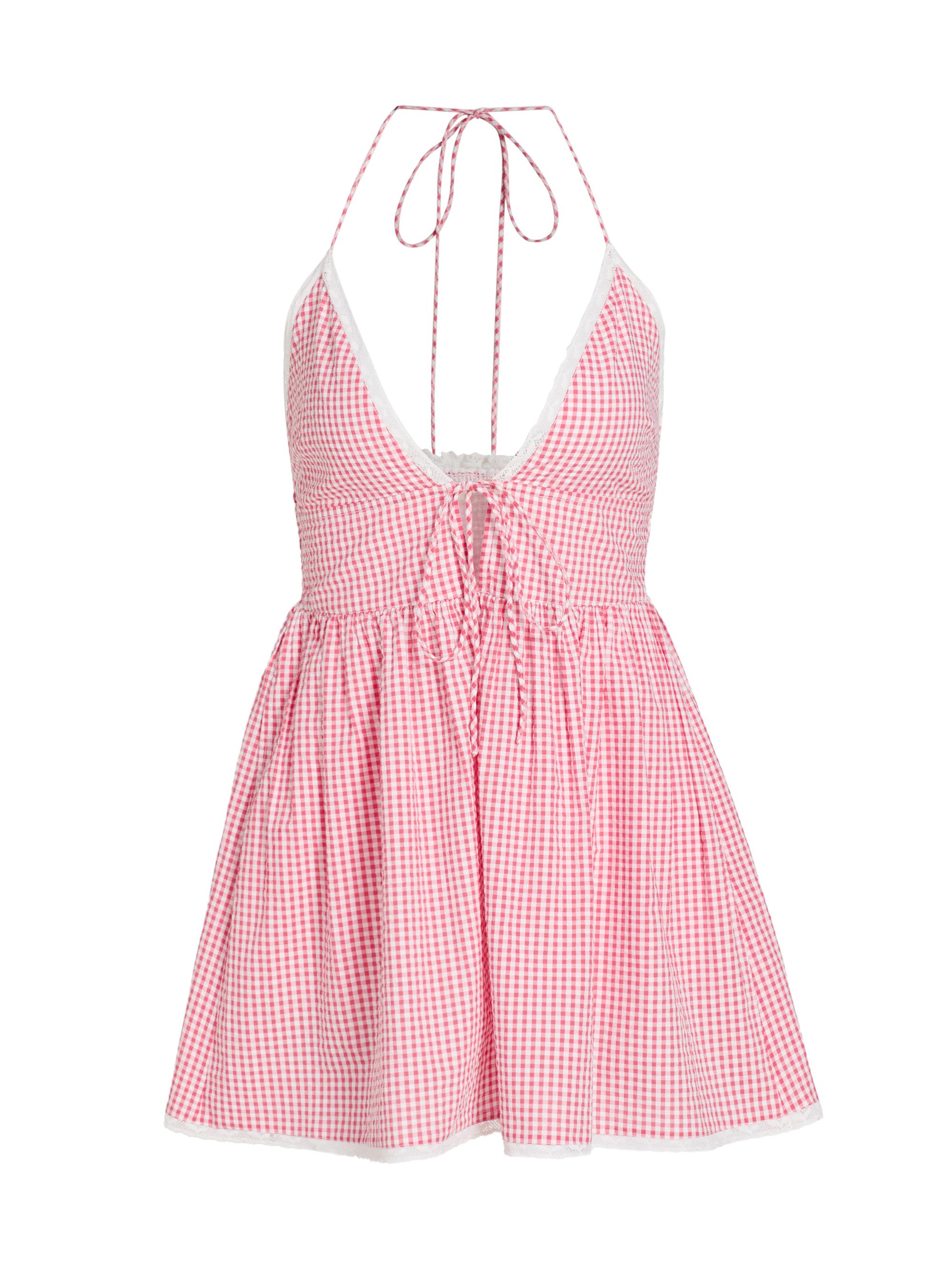 LoveShackFancy Catrice Contrast Trim Bow Minidress | Saks Fifth Avenue